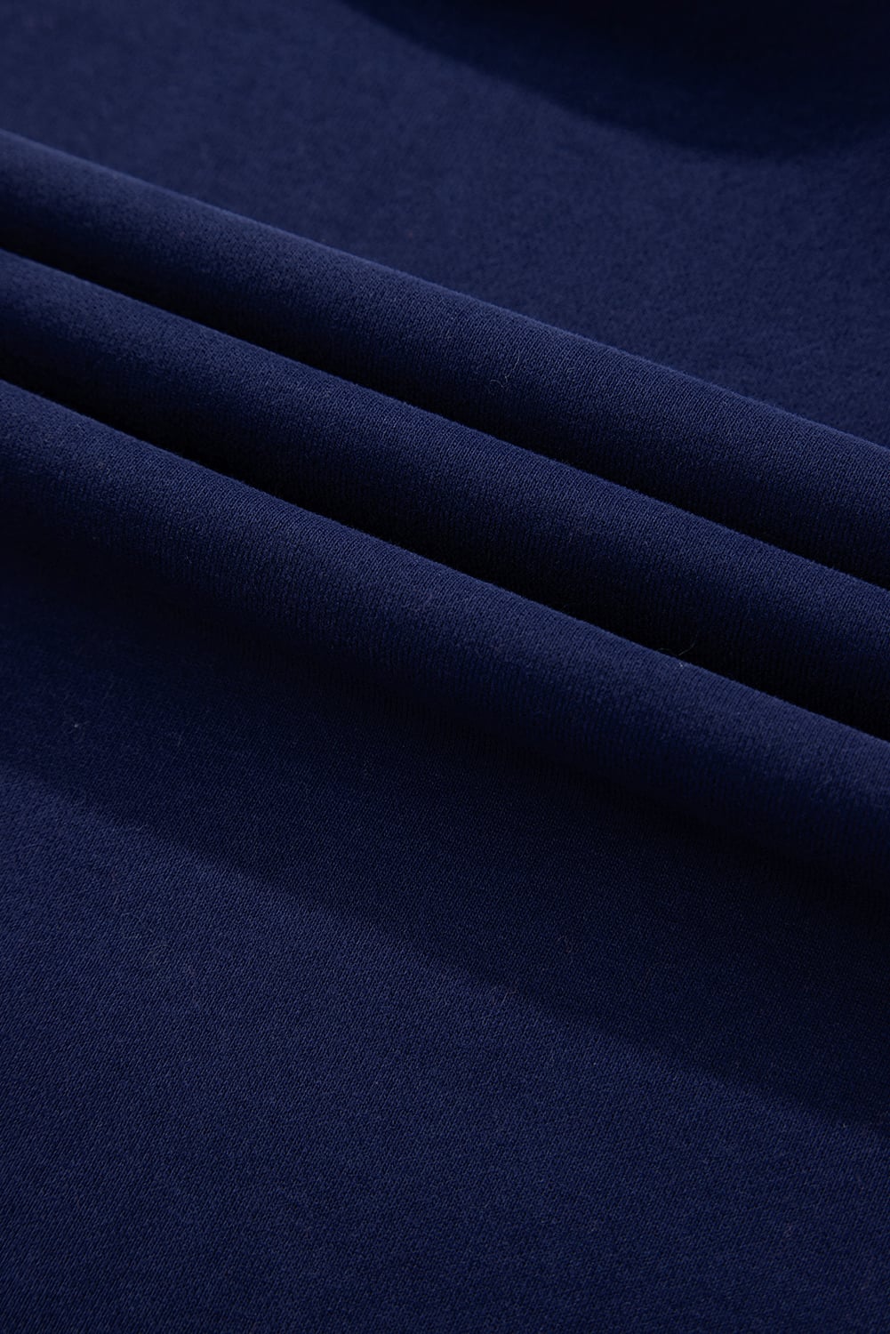 Navy Blue Solid O Neck High Low Hem Pullover Sweatshirt