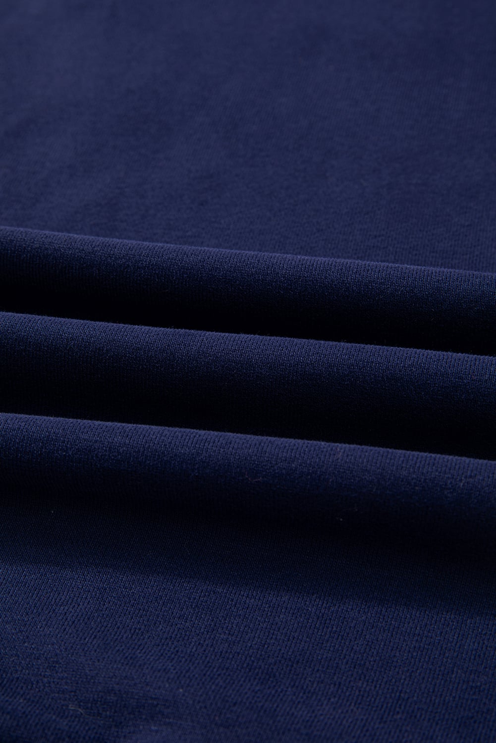 Navy Blue Solid O Neck High Low Hem Pullover Sweatshirt