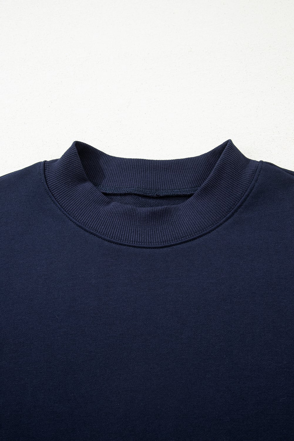 Navy Blue Tiered Ruffle Ribbed Crew Neck Pullover Plus Size Top