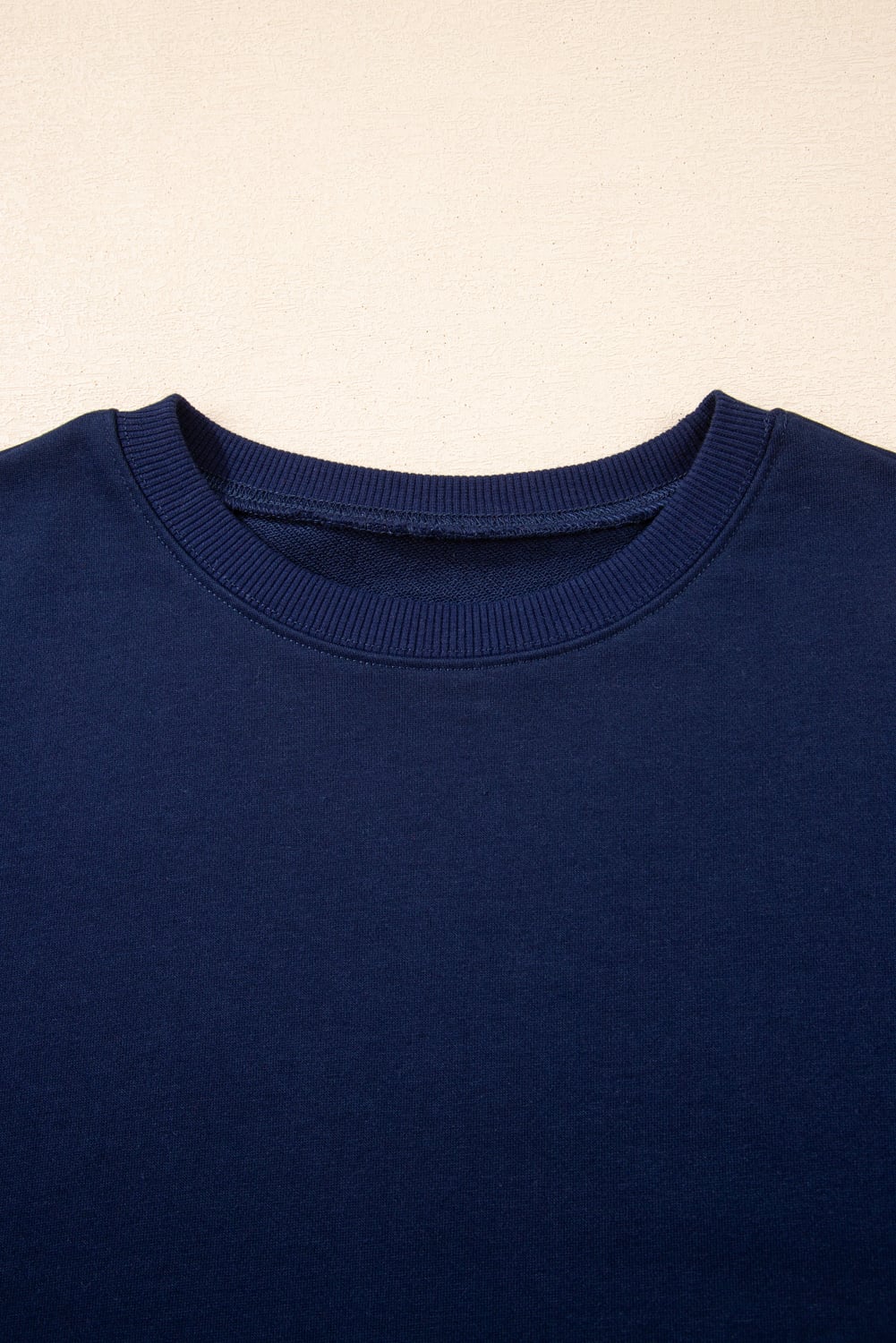 Navy Blue Varsity Stripe Detail Drop Shoulder Pullover Mini Skort Set