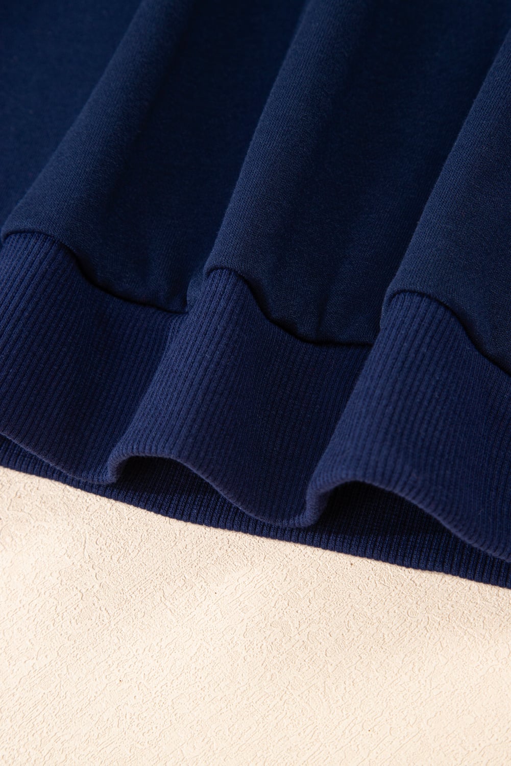Navy Blue Varsity Stripe Detail Drop Shoulder Pullover Mini Skort Set