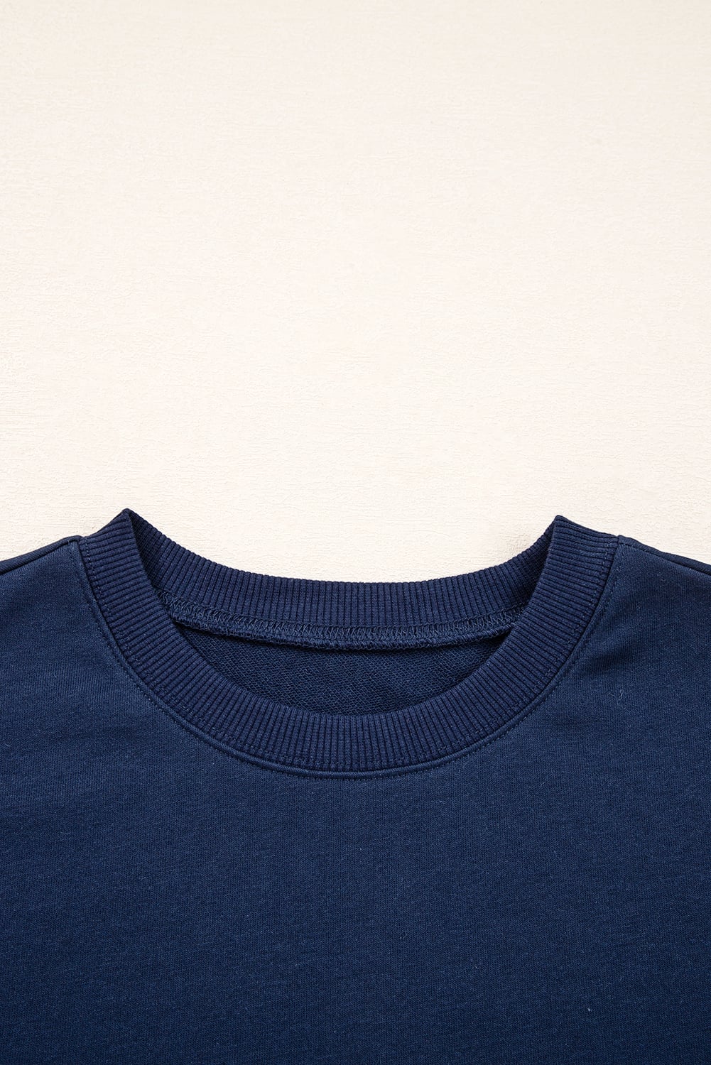 Navy Blue Varsity Striped Detail Drop Shoulder Oversized Sweatshirt