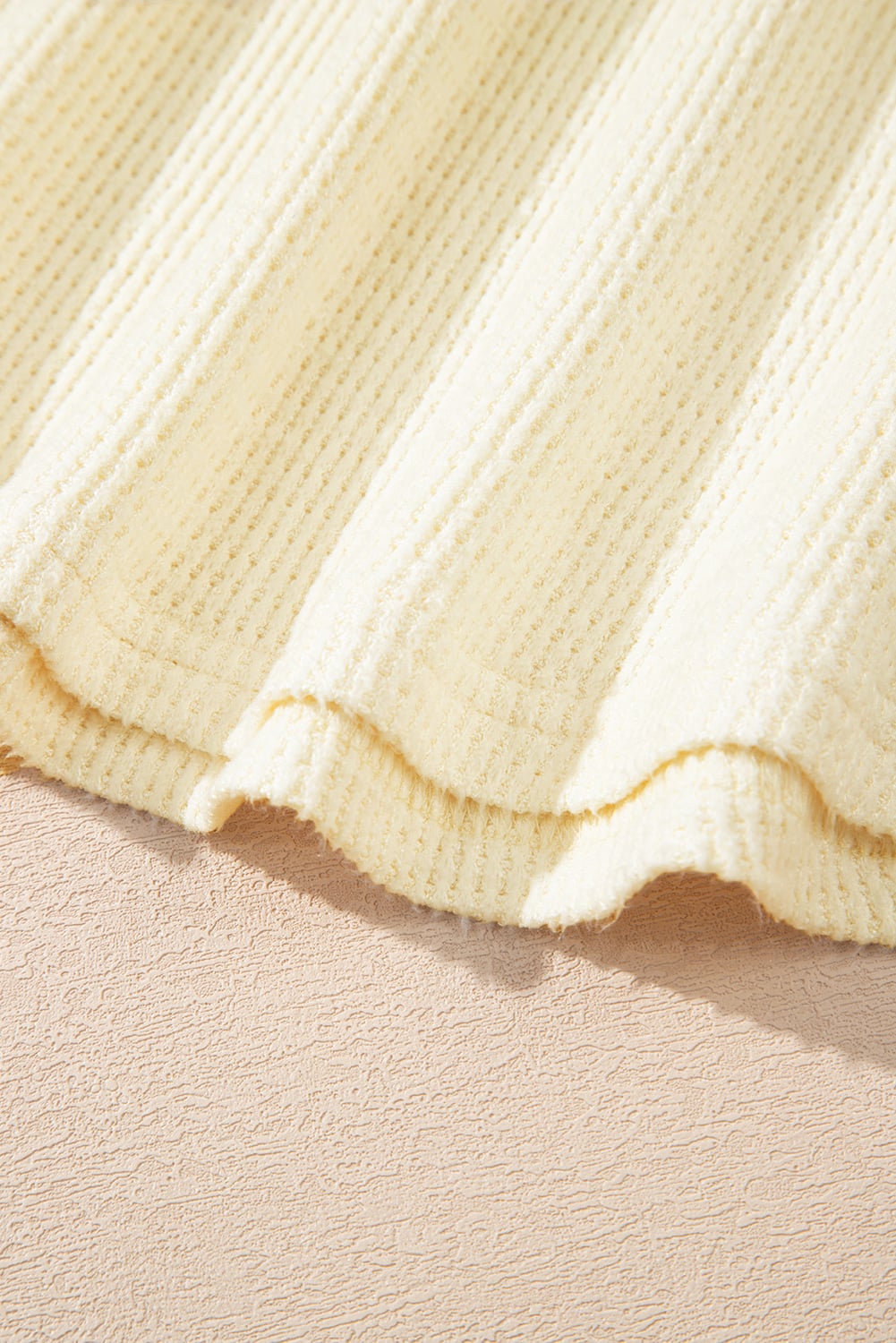 Oatmeal Textured Knit Half Buttons Henley Top