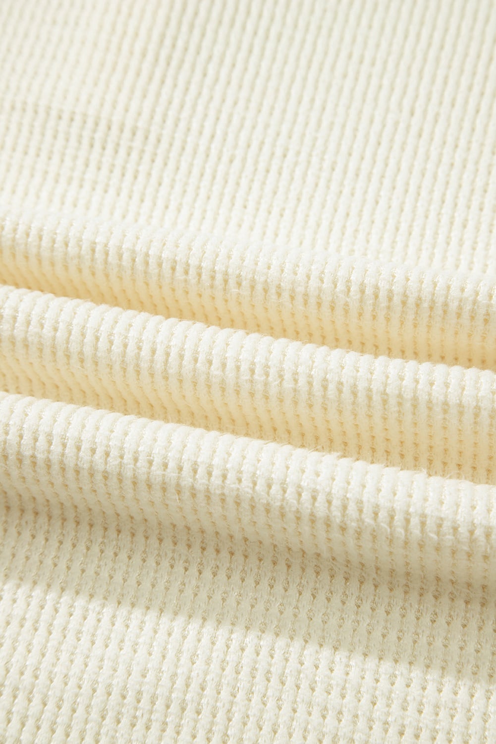Oatmeal Textured Knit Half Buttons Henley Top