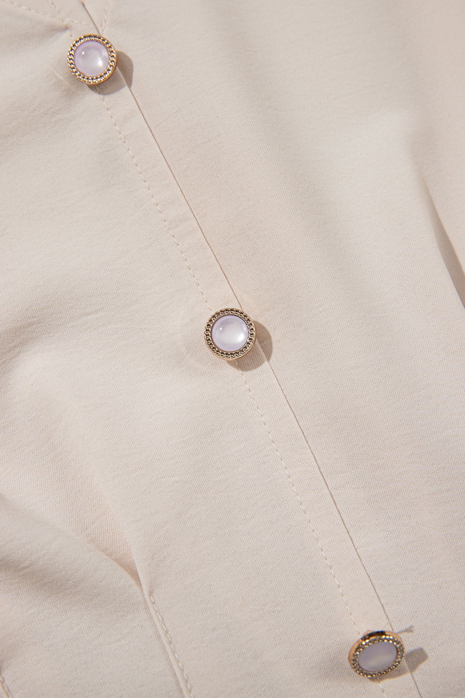 Oatmeal V Neck Long Sleeve Smocked Waist Elegant Blouse