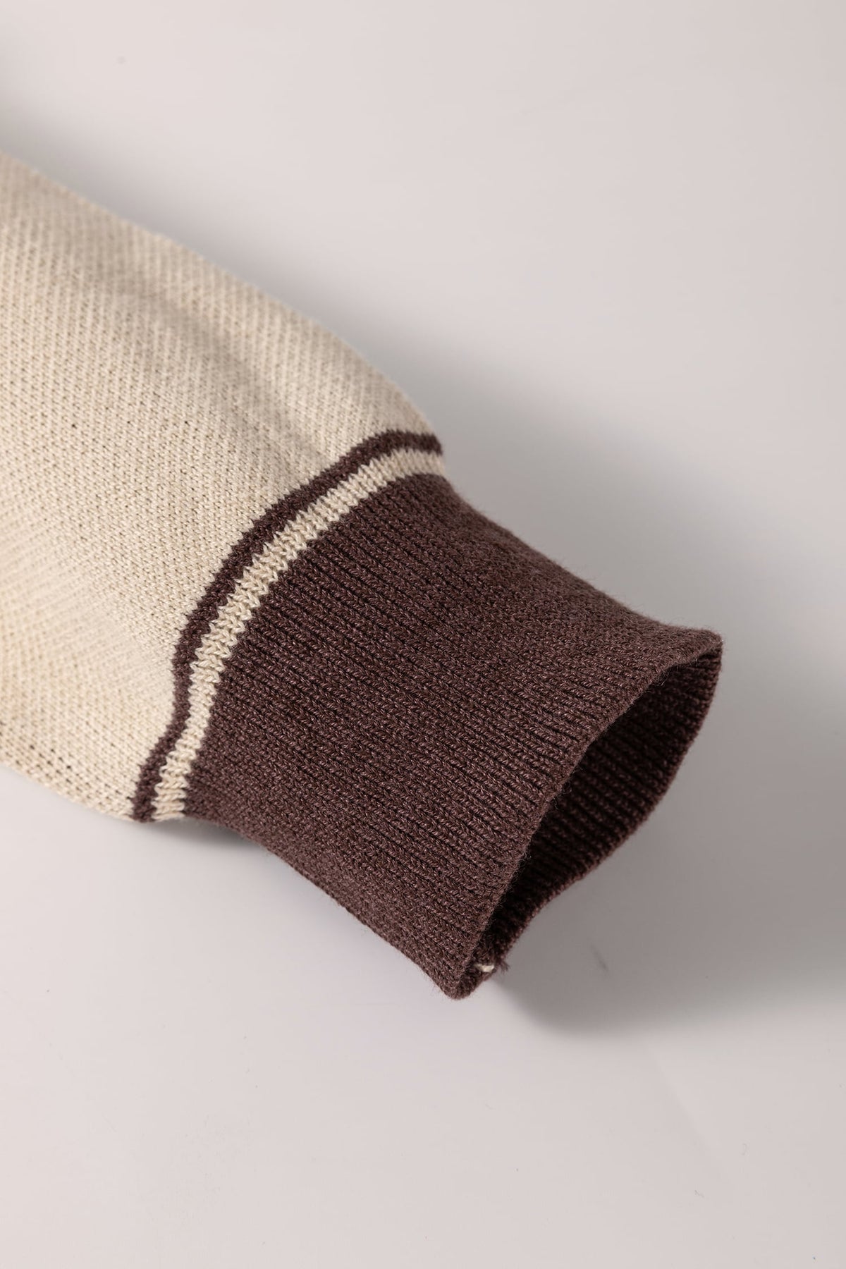 Oatmeal Western Print Color Block Ribbed Trim Crew Neck Shift Sweater