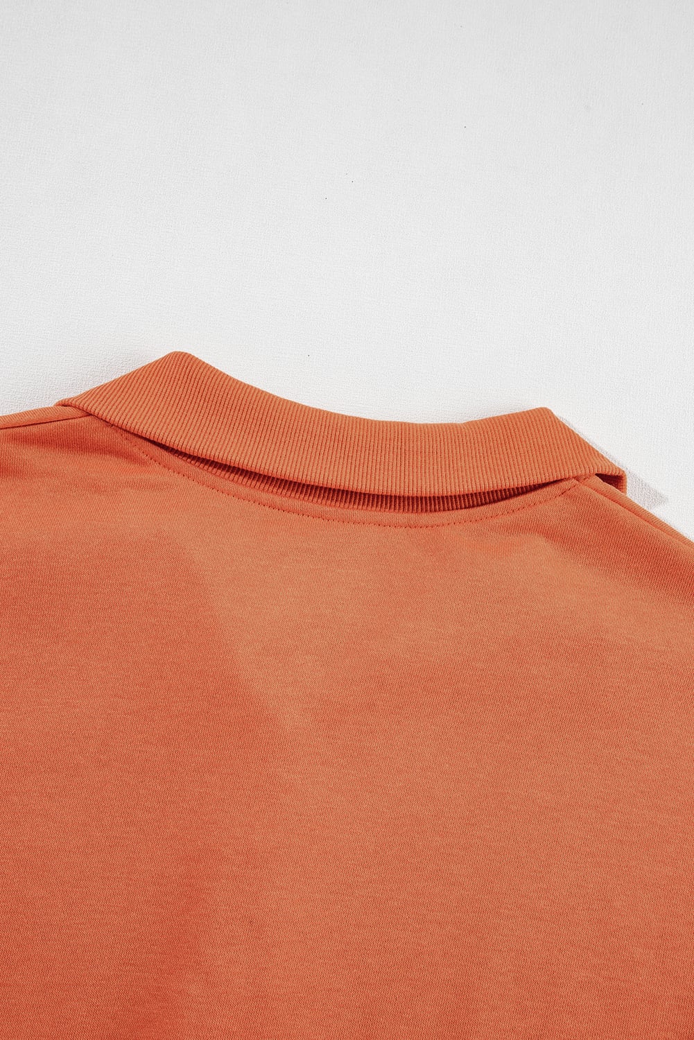Orange Buttoned Collared Raw Detail High Low Baggy Sweatshirt with Slits