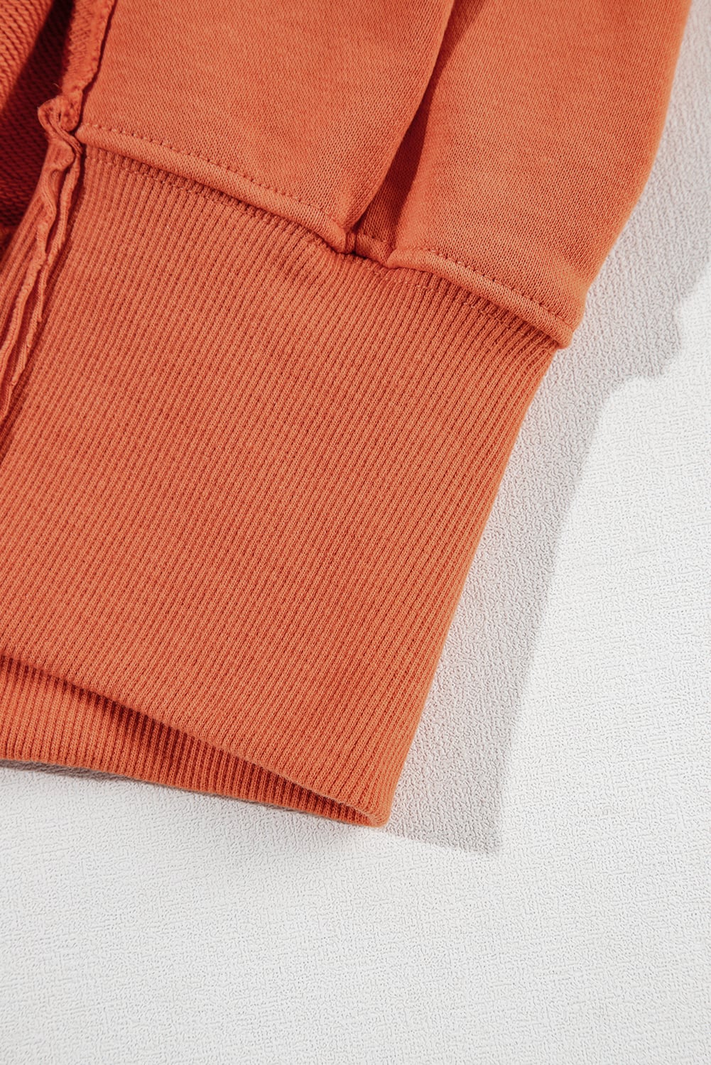 Orange Buttoned Collared Raw Detail High Low Baggy Sweatshirt with Slits