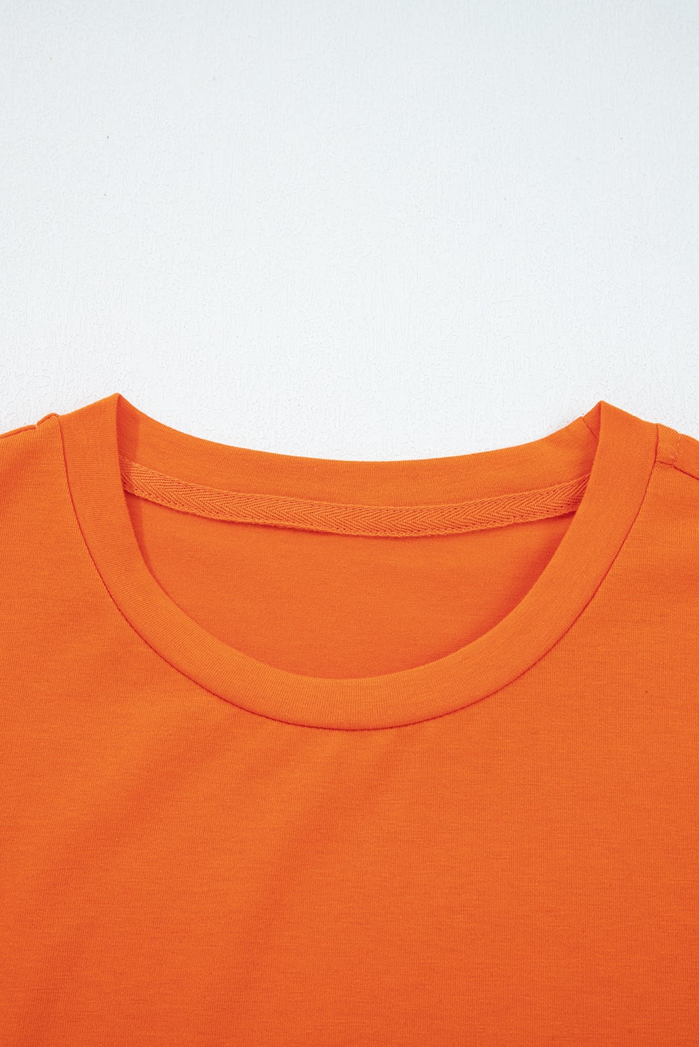 Orange Casual Plain Crew Neck Tee