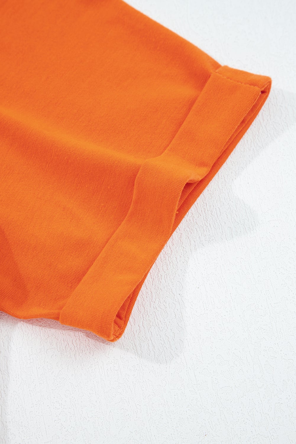 Orange Casual Plain Crew Neck Tee