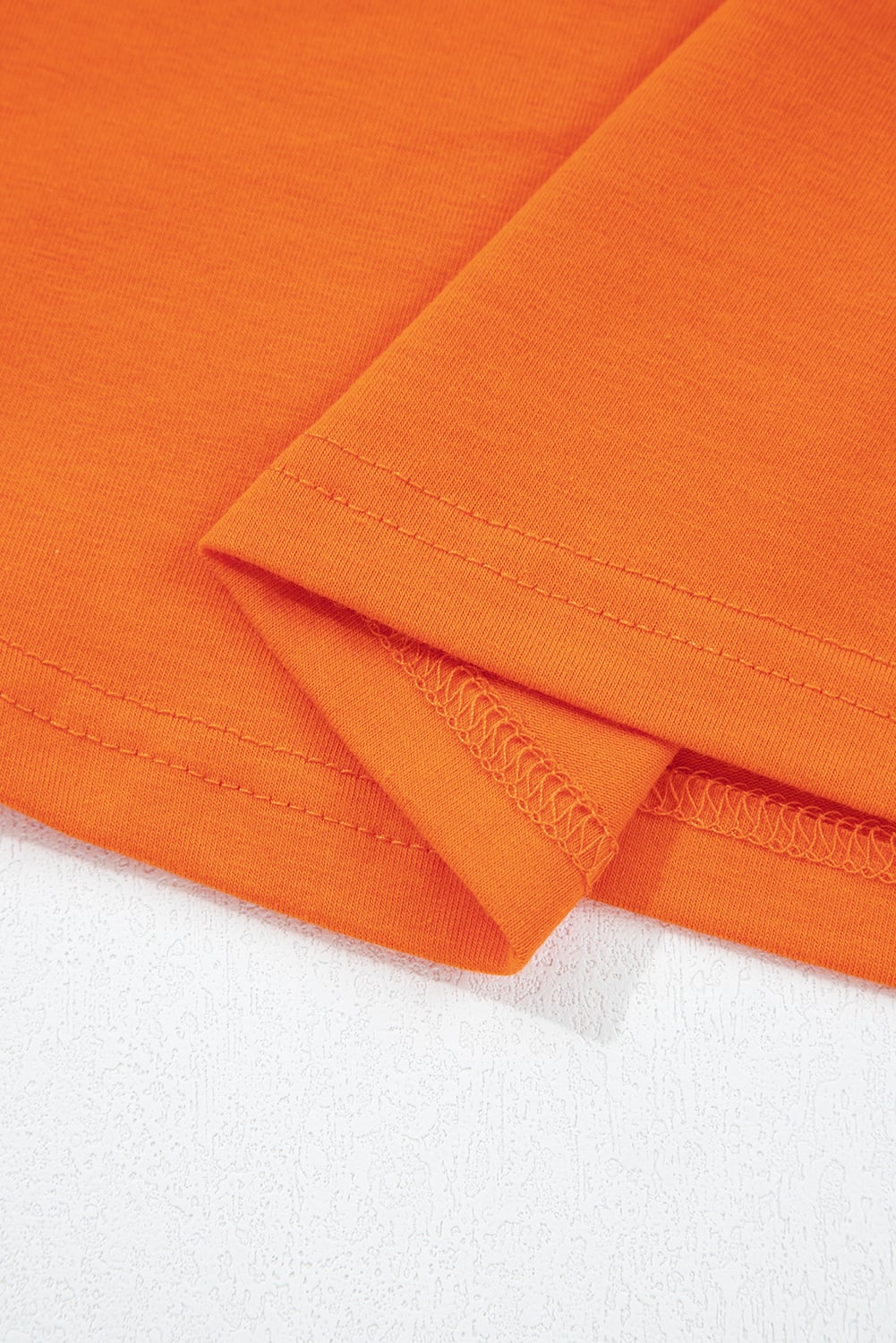 Orange Casual Plain Crew Neck Tee