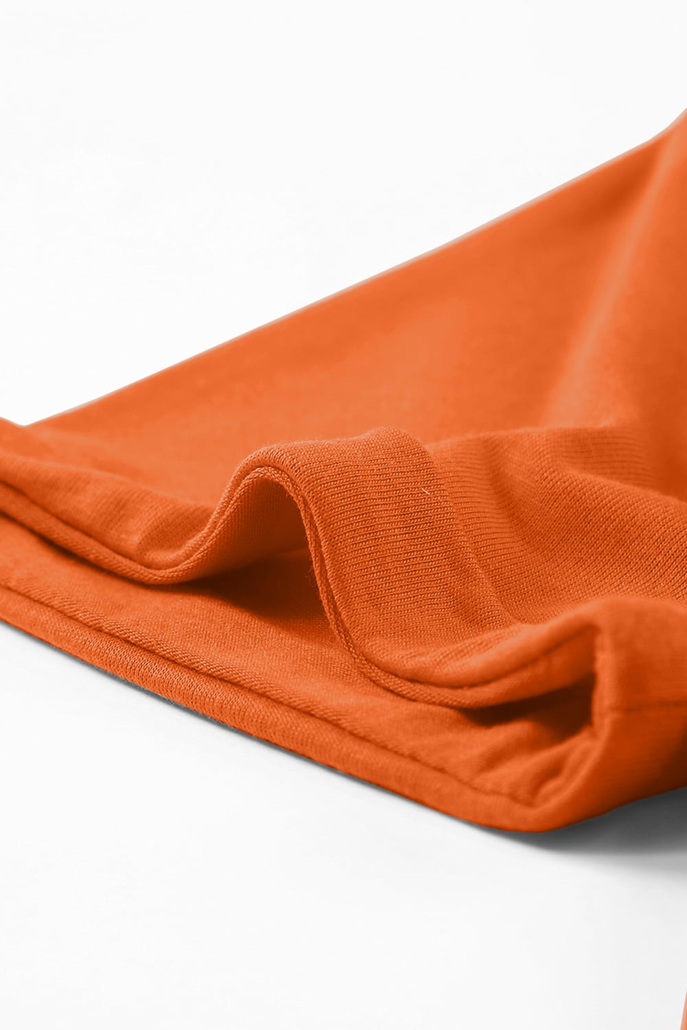 Orange Casual Plain Crew Neck Tee