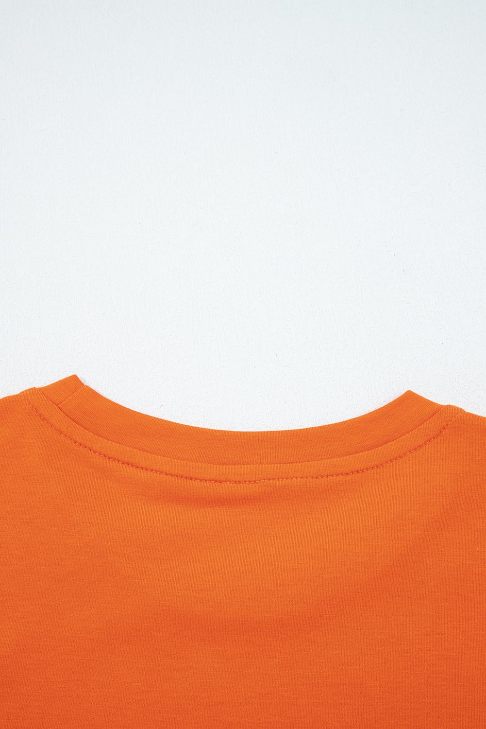 Orange Casual Plain Crew Neck Tee