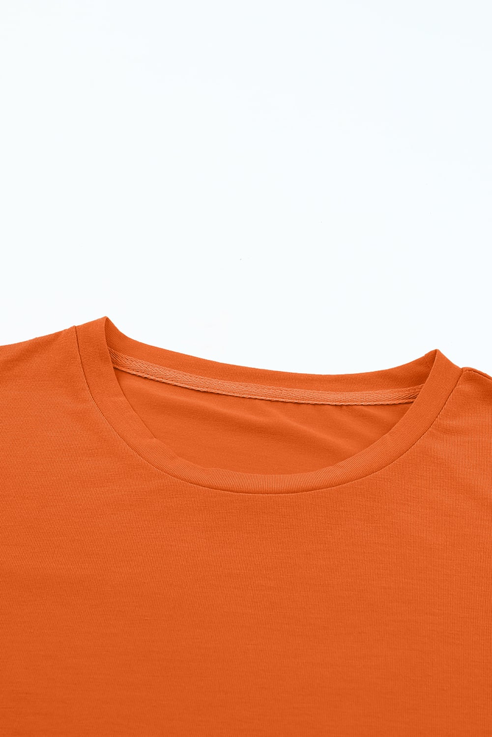Orange Casual Plain Crew Neck Tee