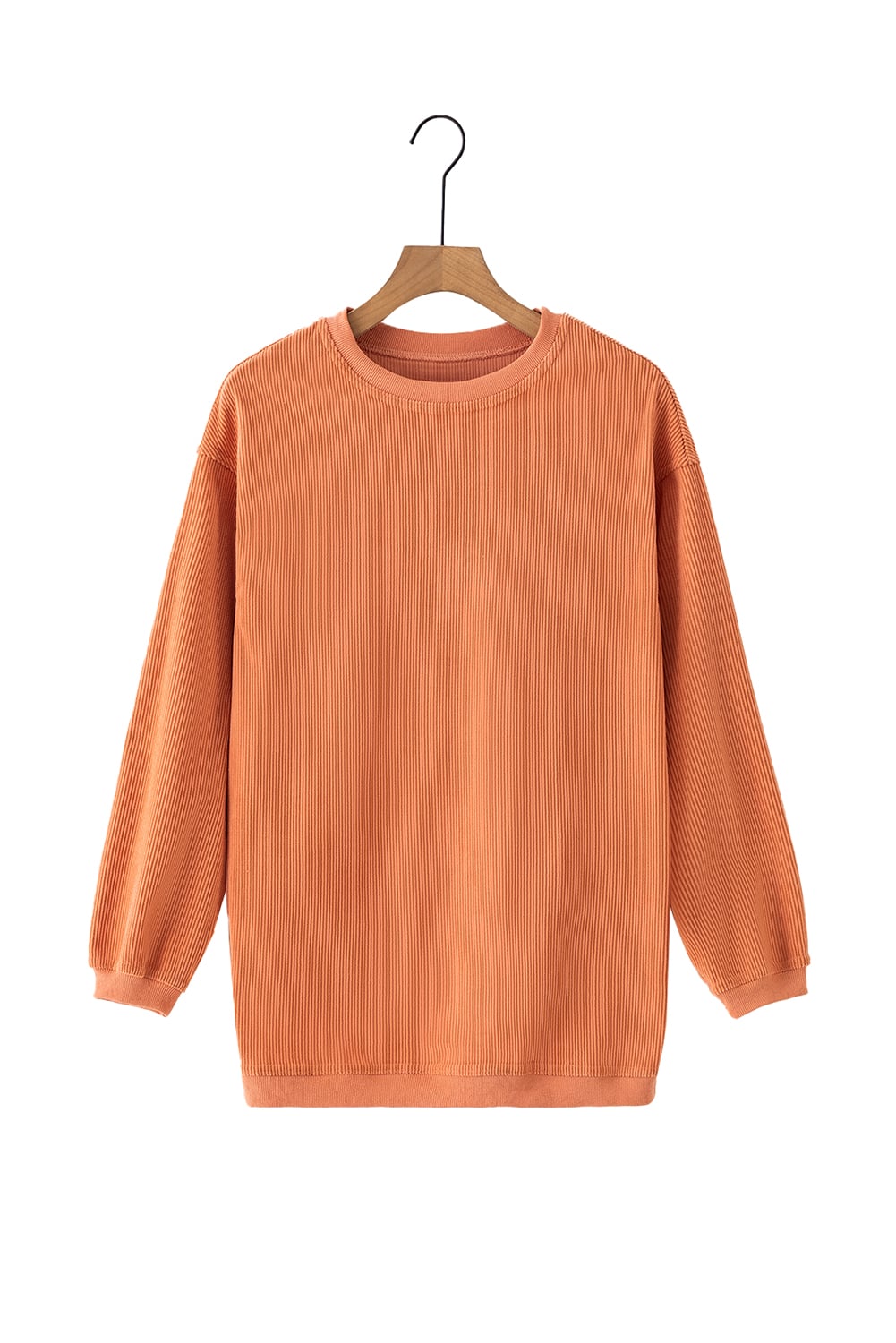 Orange Ribbed Corduroy Oversized Sweatshirt