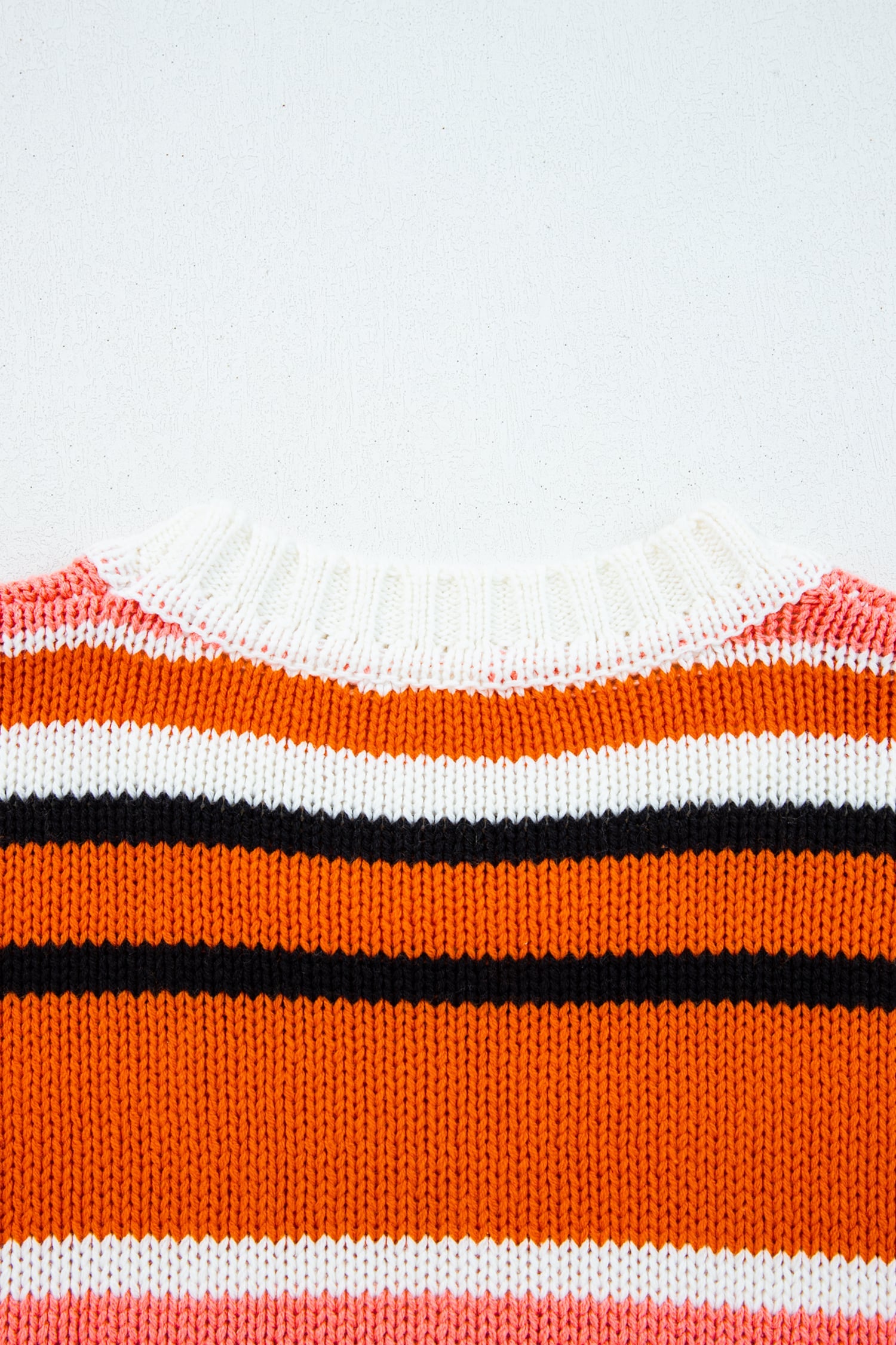 Orange Stripe Drop Shoulder Cropped Pullover Sweater
