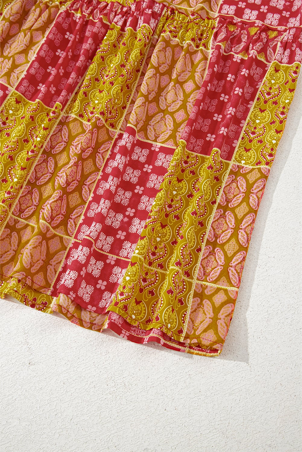 Orange Tiered Paisley Print Pocketed Maxi Skirt
