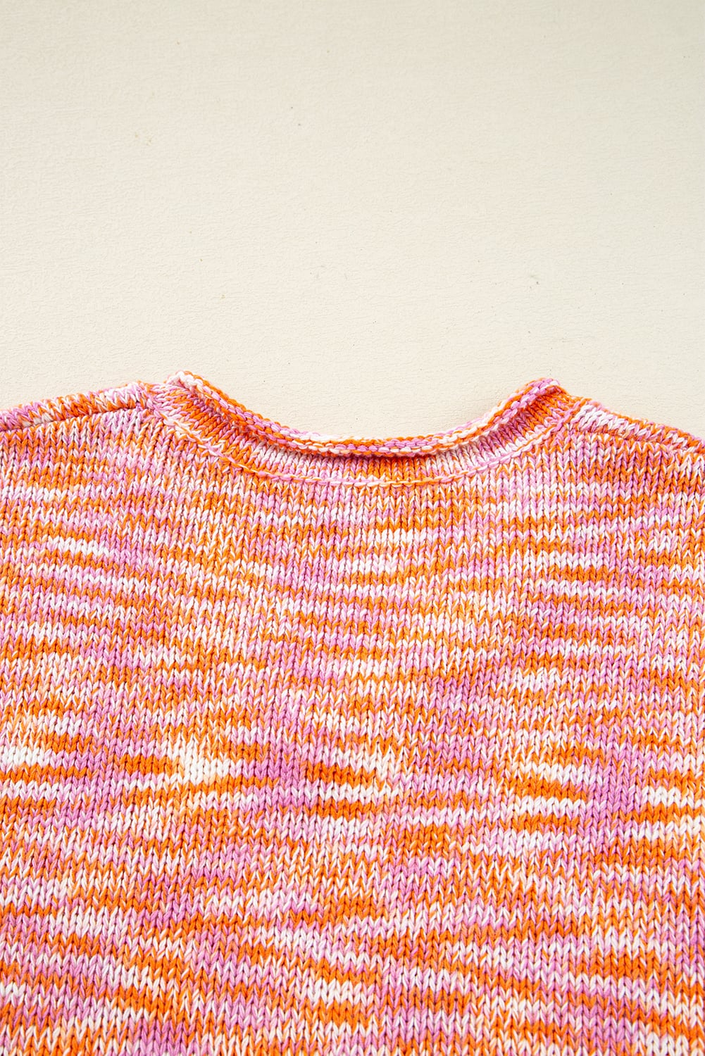 Orange Vibrant Abstract Print Drop Shoulder V Neck Tunic Oversized Sweater