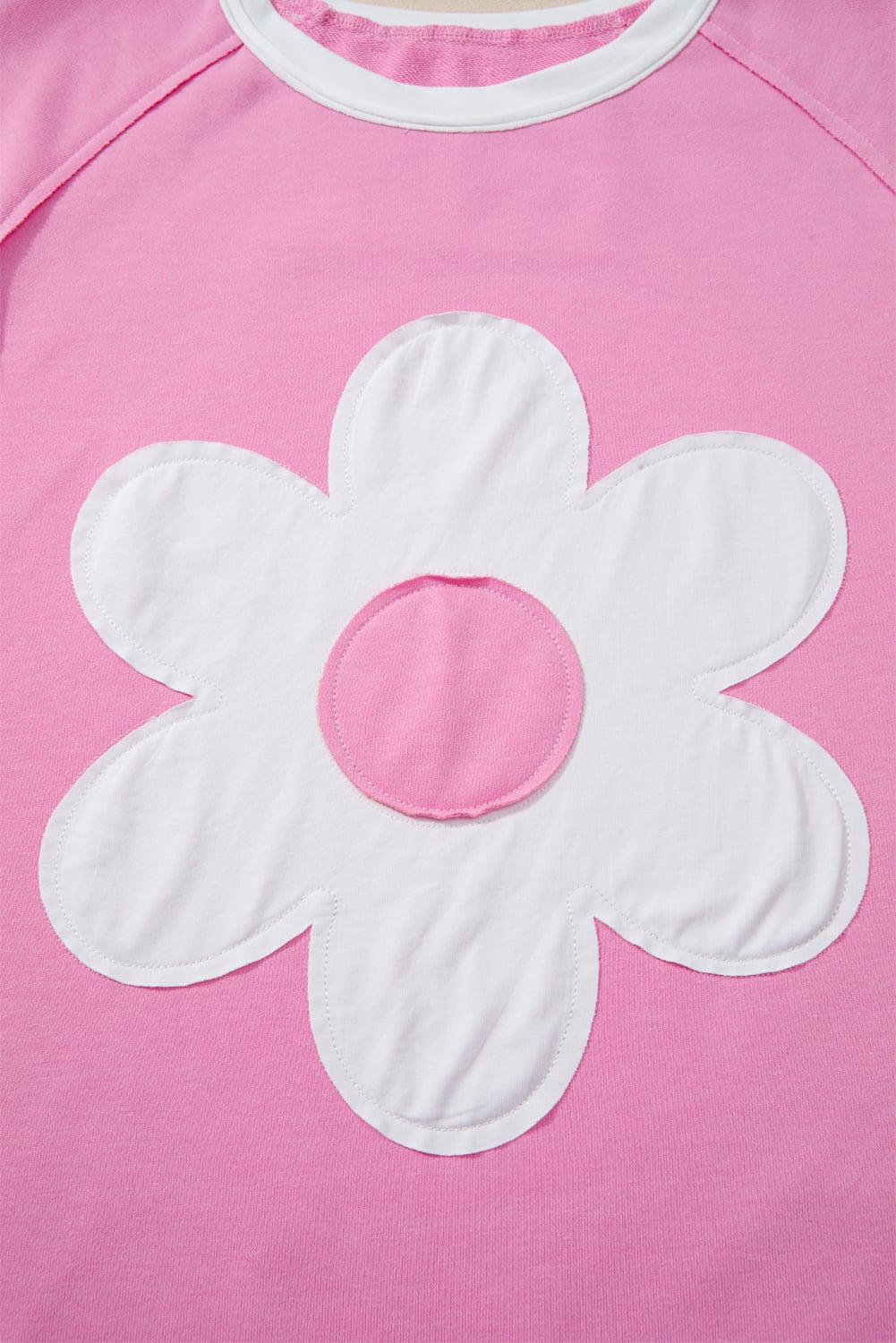 Orchid Bouquet Big Flower Patched Raw Seam Color Block 2 Piece Loose Pant Set