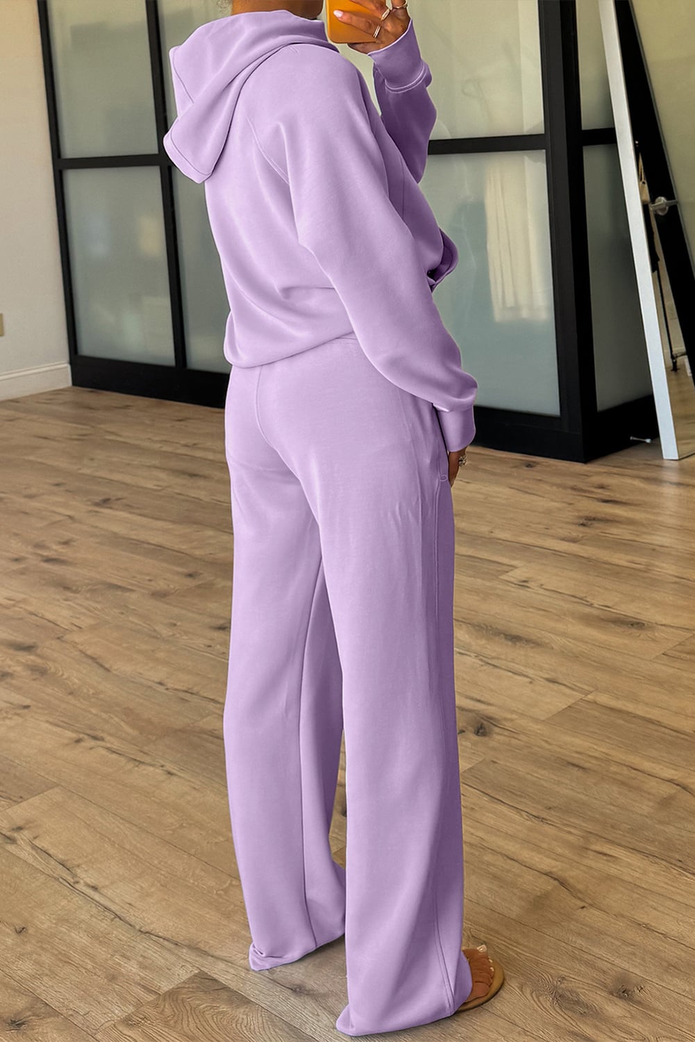 Orchid Bouquet Half Zip Thumbhole Sleeve Hoodie Active Pants 2pcs Outfit