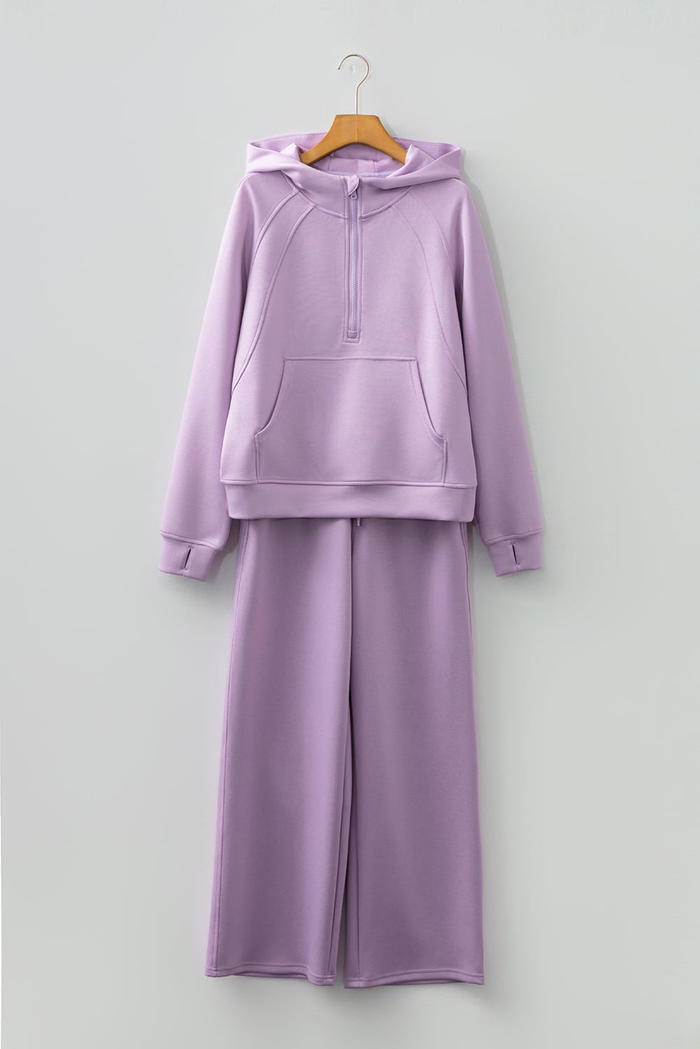 Orchid Bouquet Half Zip Thumbhole Sleeve Hoodie Active Pants 2pcs Outfit