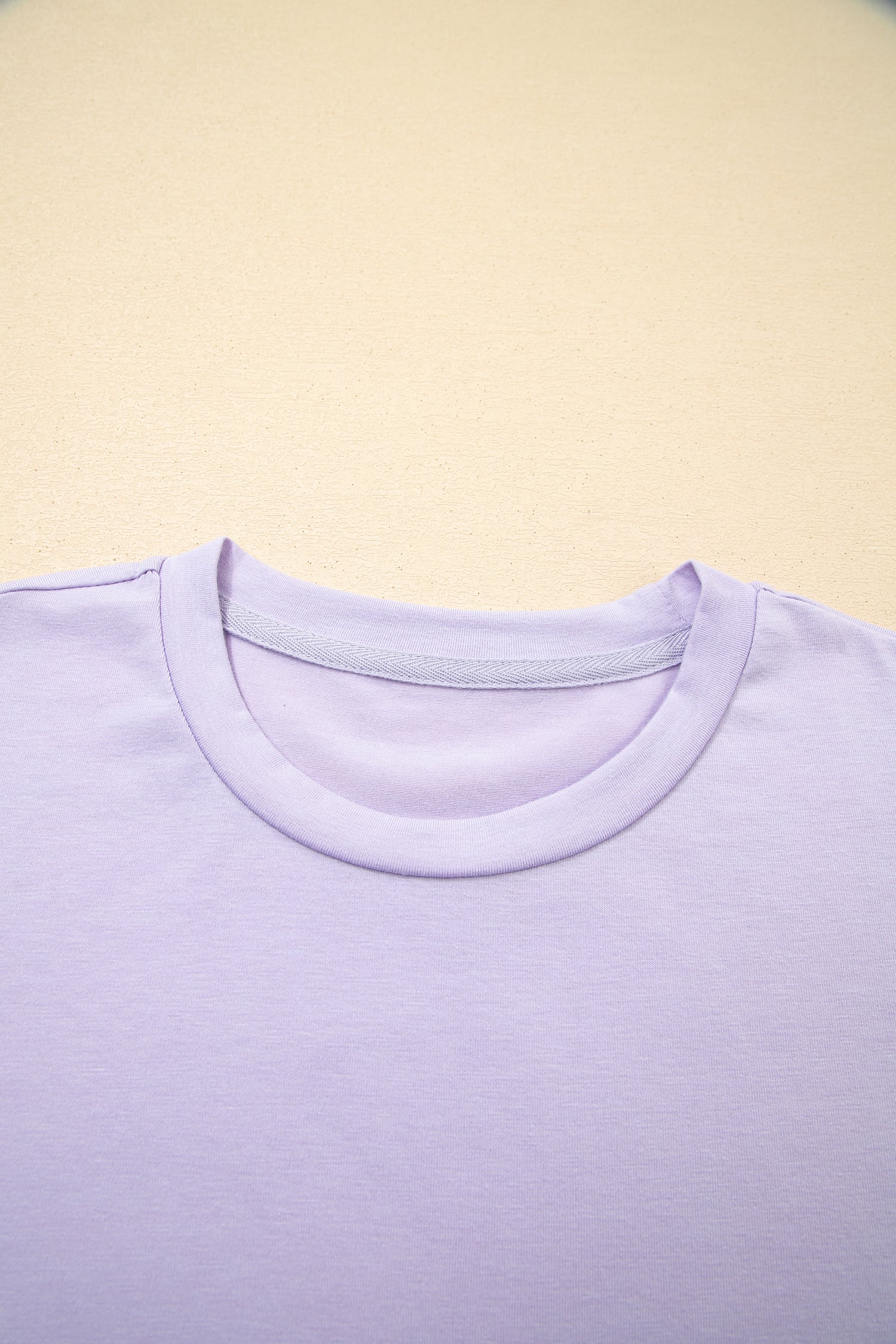 Orchid Petal Casual Plain Crew Neck Tee