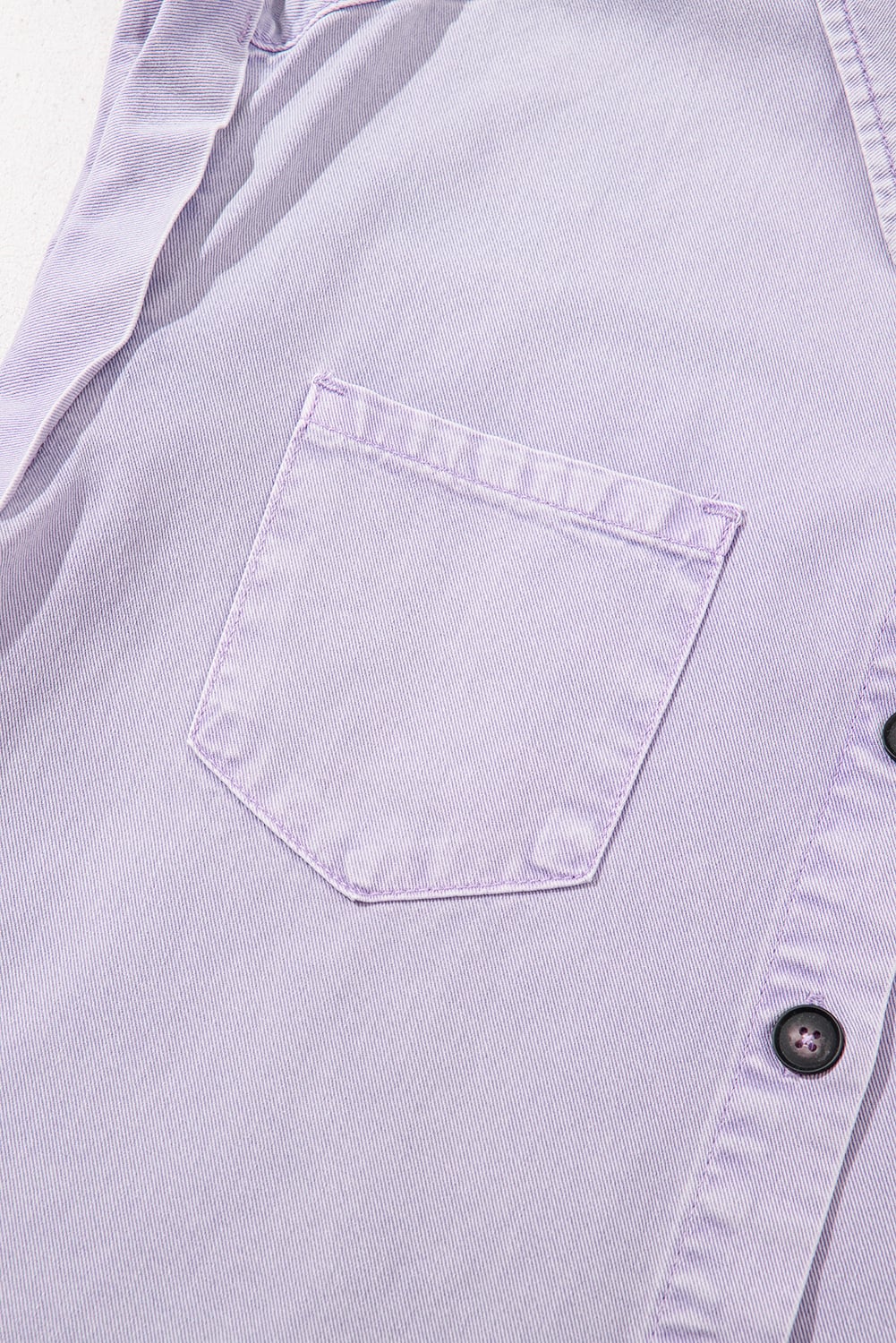 Orchid Petal Short Sleeve Double Chest Pocket Denim Shirt Dress