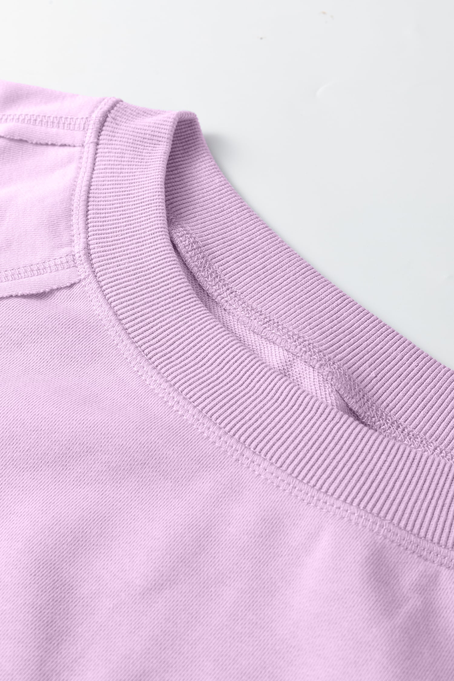 Orchid Petal Solid Color Raw Seam Patchwork Baggy Sweatshirt