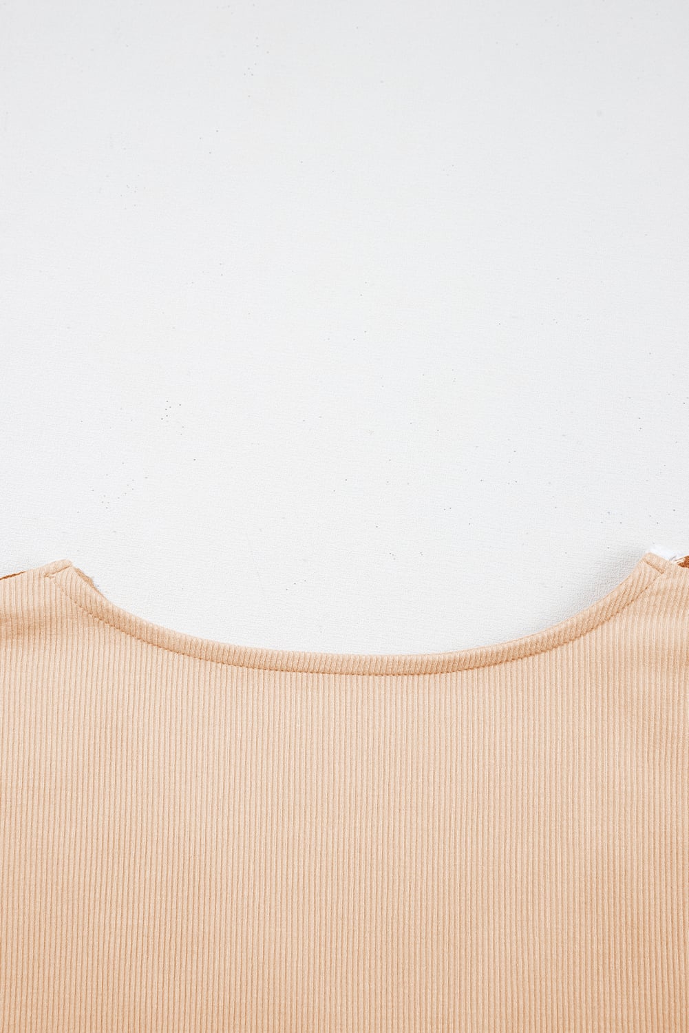 Pale Chestnut Crochet Floral V Neck Textured Short Sleeve Blouse