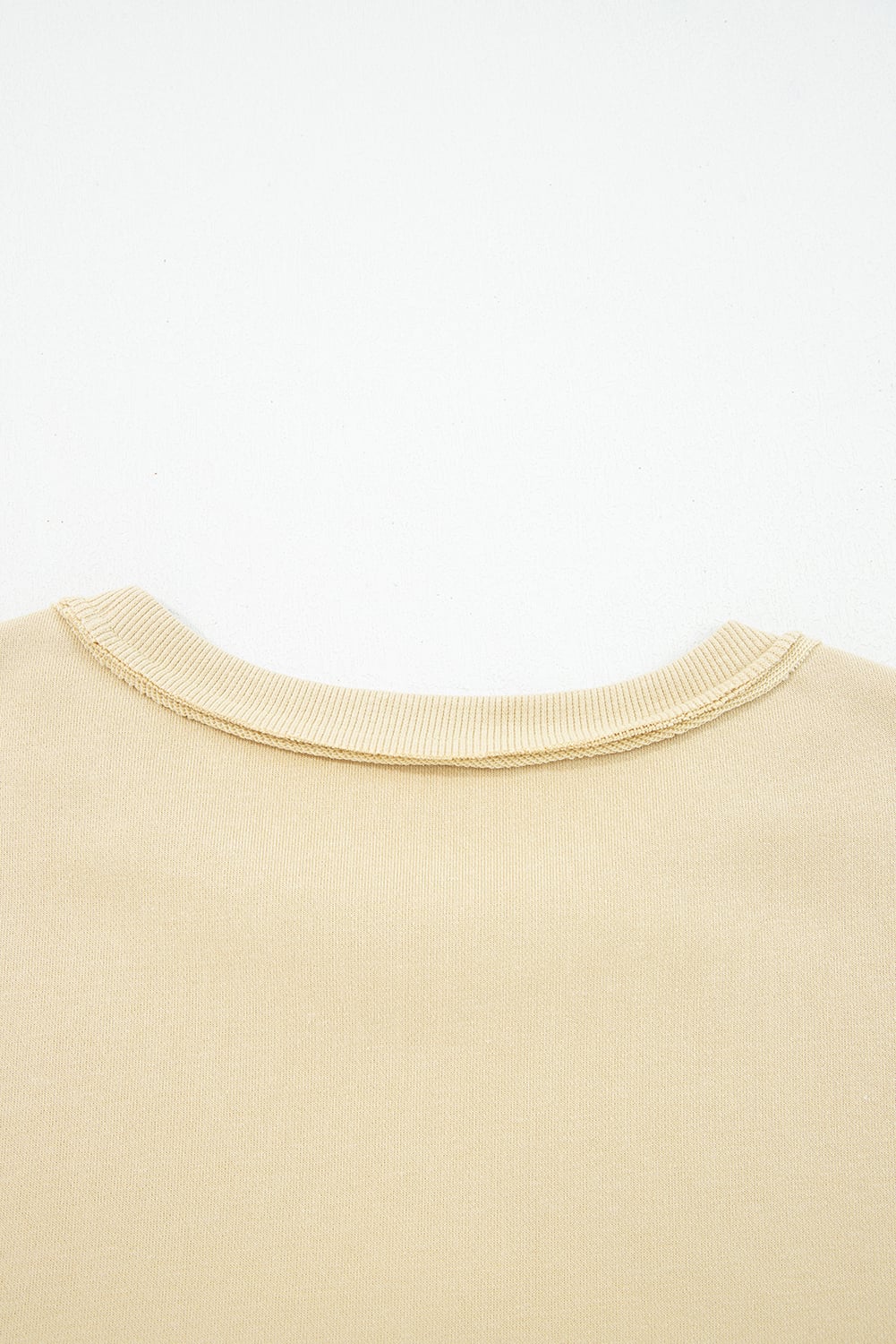 Pale Khaki Floral Applique Baggy Pullover Sweatshirt