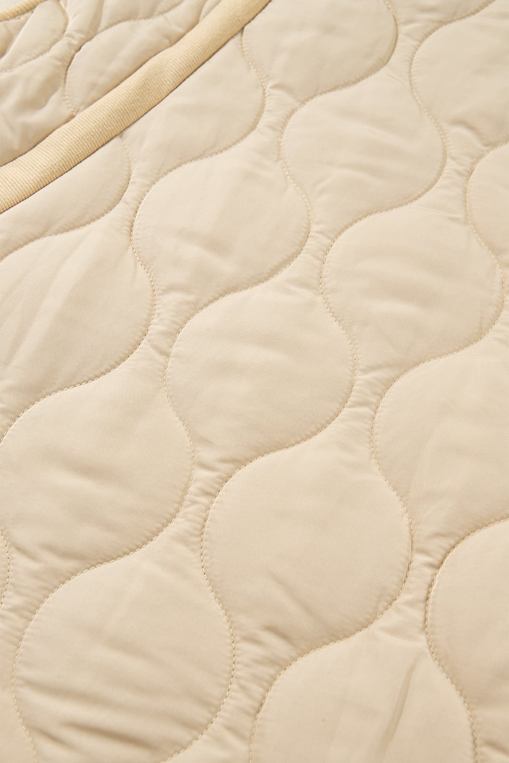 Pale Khaki Quilted Padded Casual Winter Jacket Vest with Fleece Lining