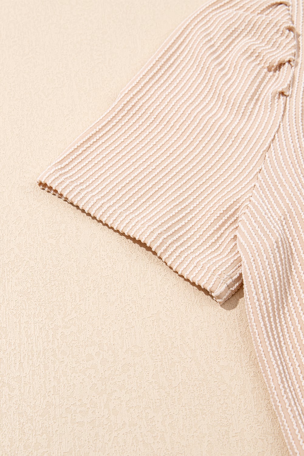Parchment Corded Knit Crew Neck Puff Sleeve Shift Mini Dress