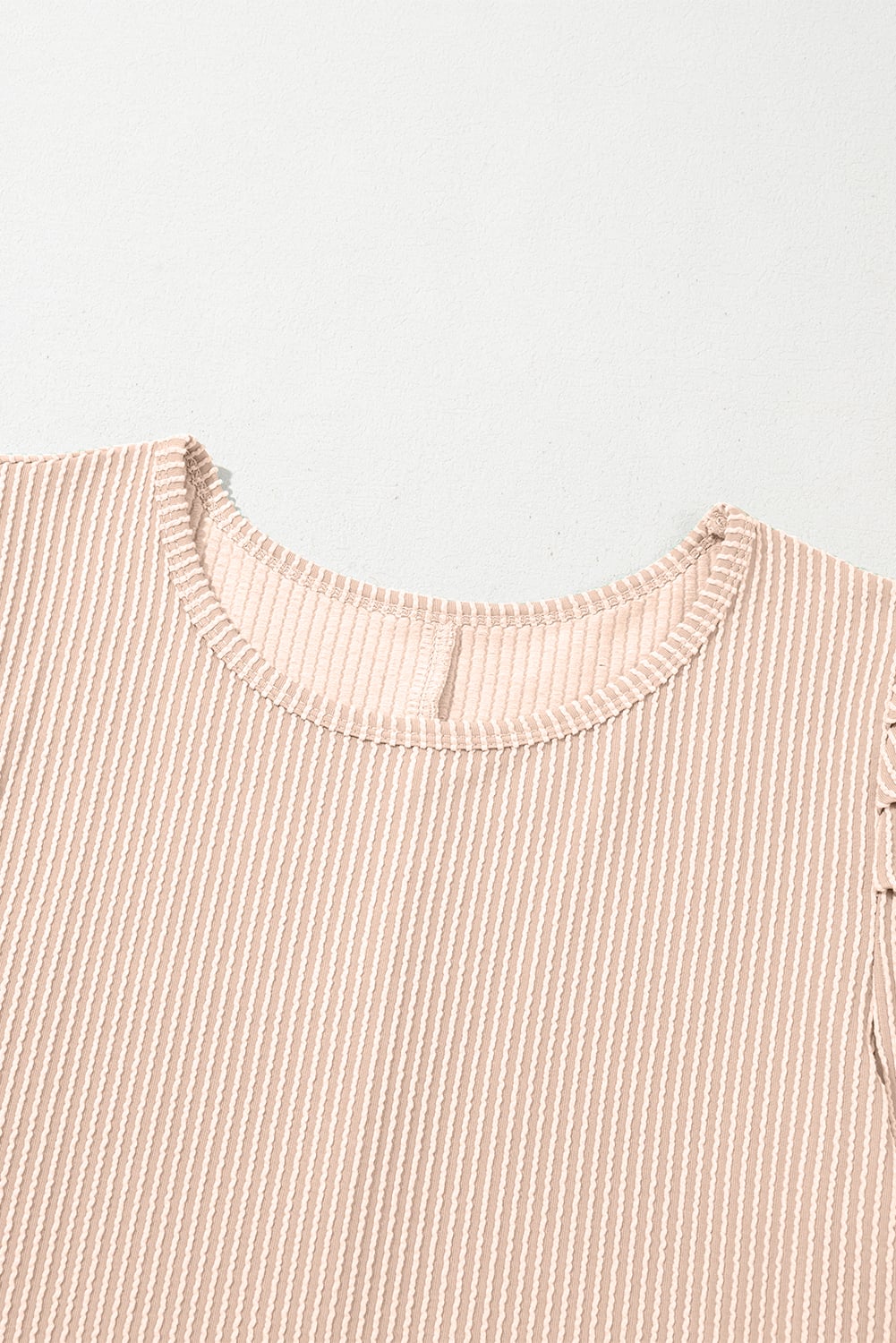 Parchment Corded Knit Crew Neck Puff Sleeve Shift Mini Dress