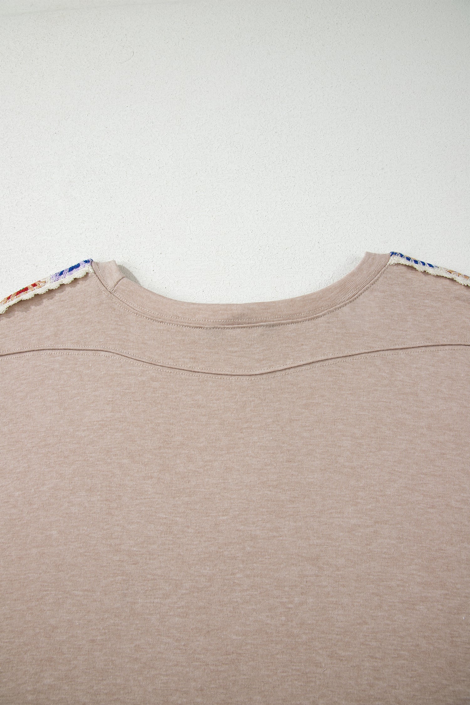 Parchment Granny Square Crochet Detail Loose T Shirt