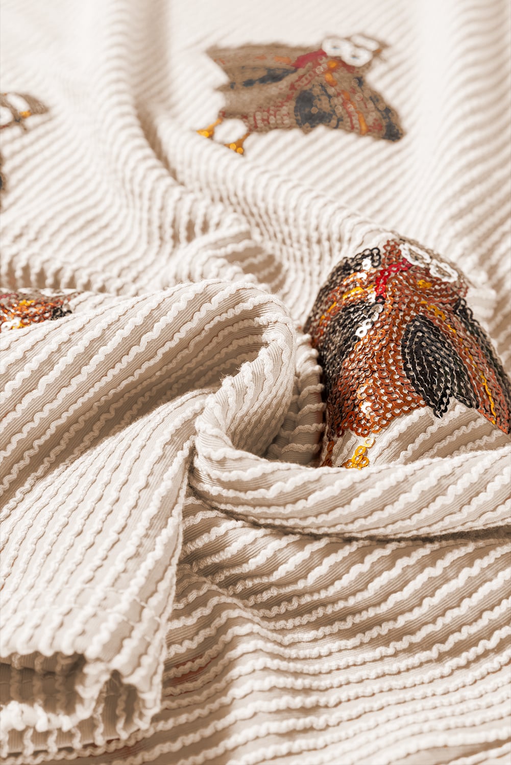 Parchment Thanksgiving Sequined Turkey Corded Knit Loose Fit Shorts Set