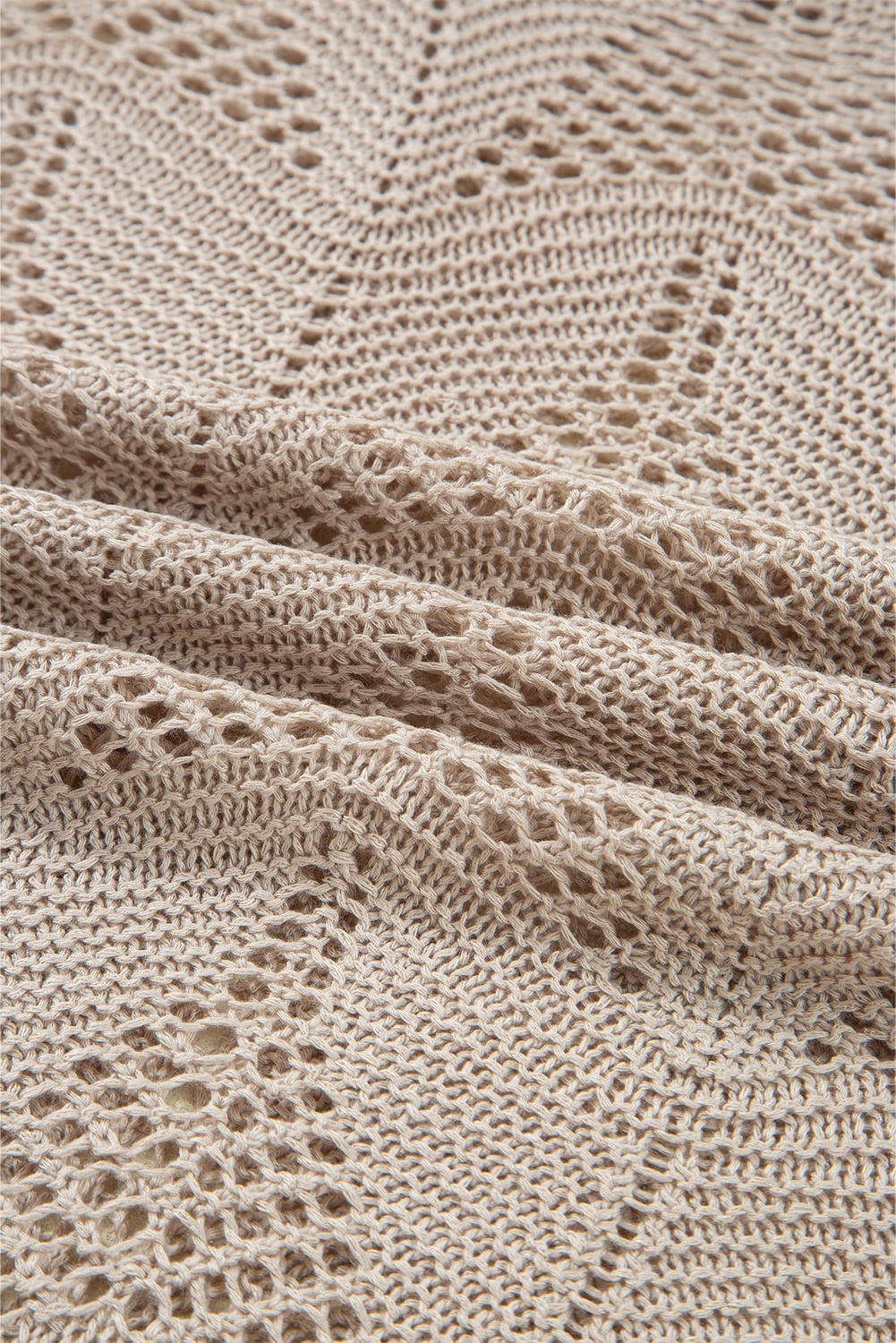Parchment Hollow Out Knit 7/8 Sleeve Casual Sweater