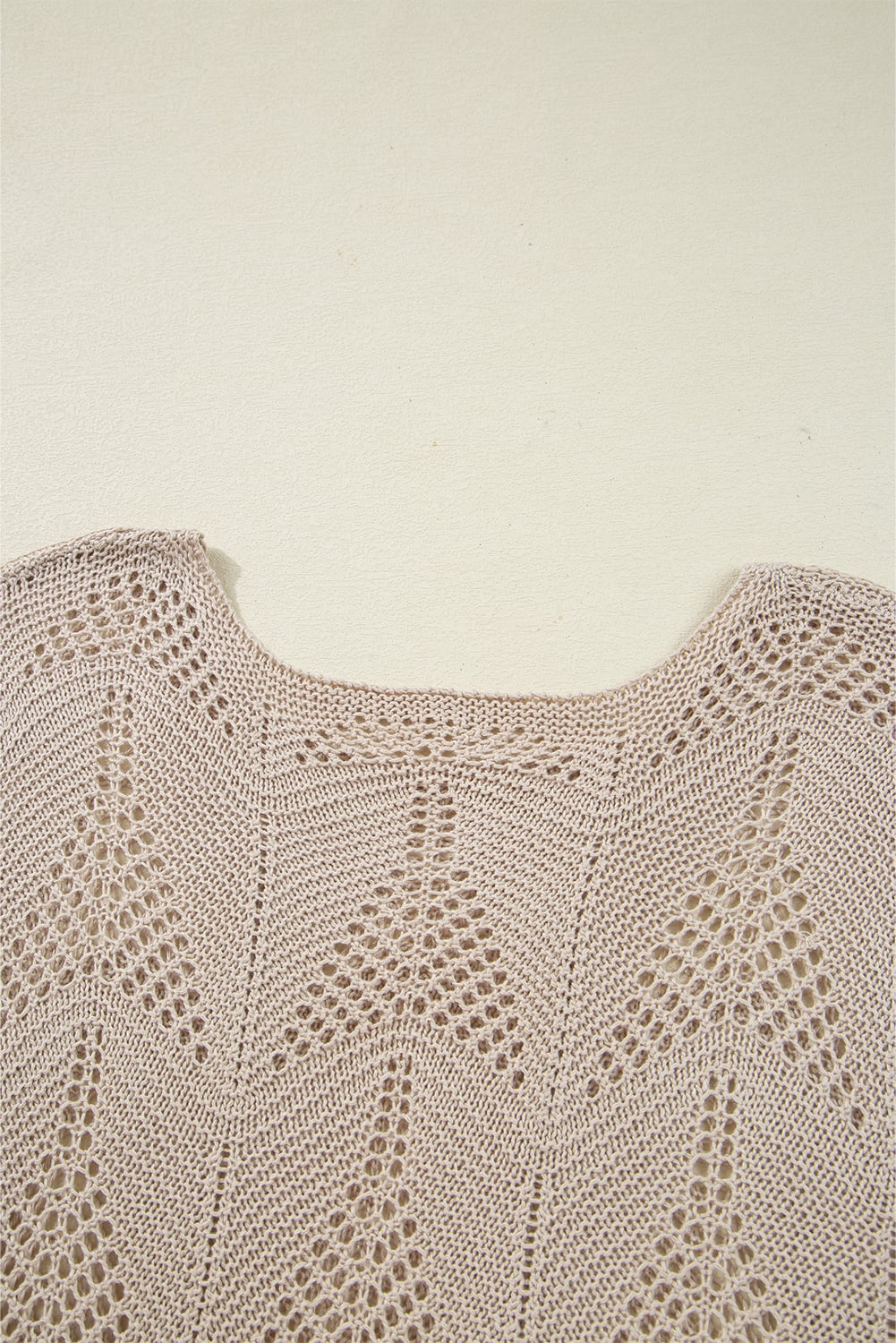 Parchment Hollow Out Knit 7/8 Sleeve Casual Sweater
