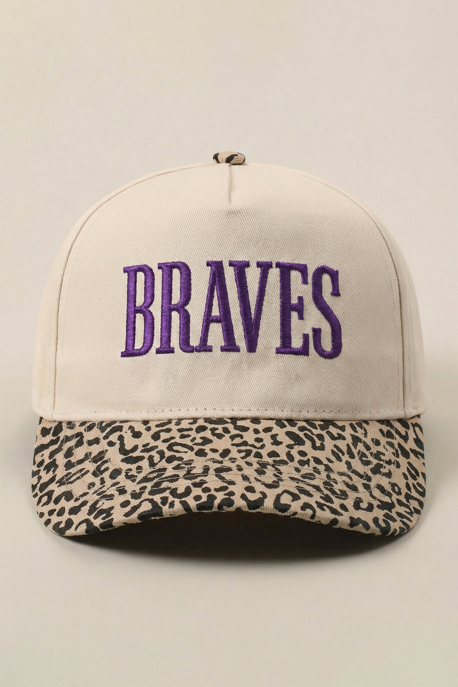 Parchment Leopard Contrast Brim BRAVES Embroidered Cap
