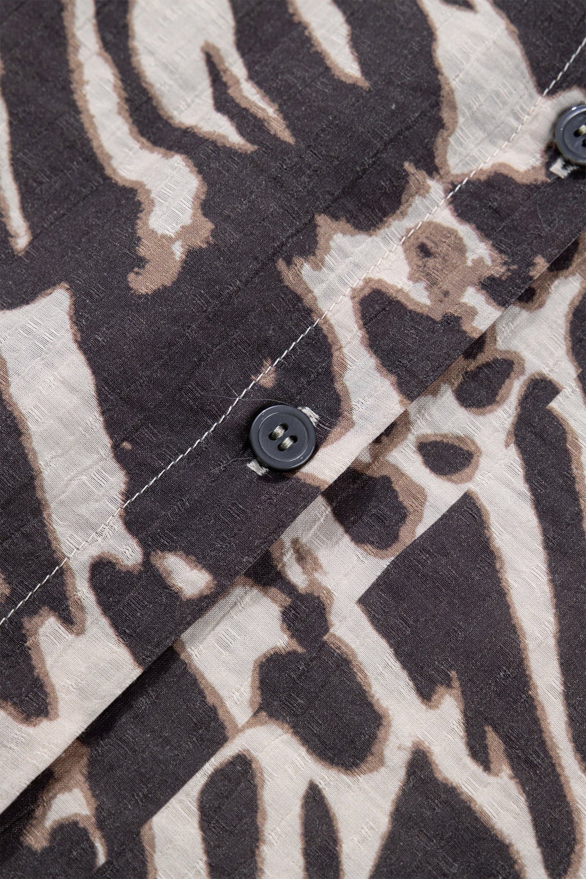 Parchment Leopard Print V Neck Button Down Balloon Sleeve Shirt