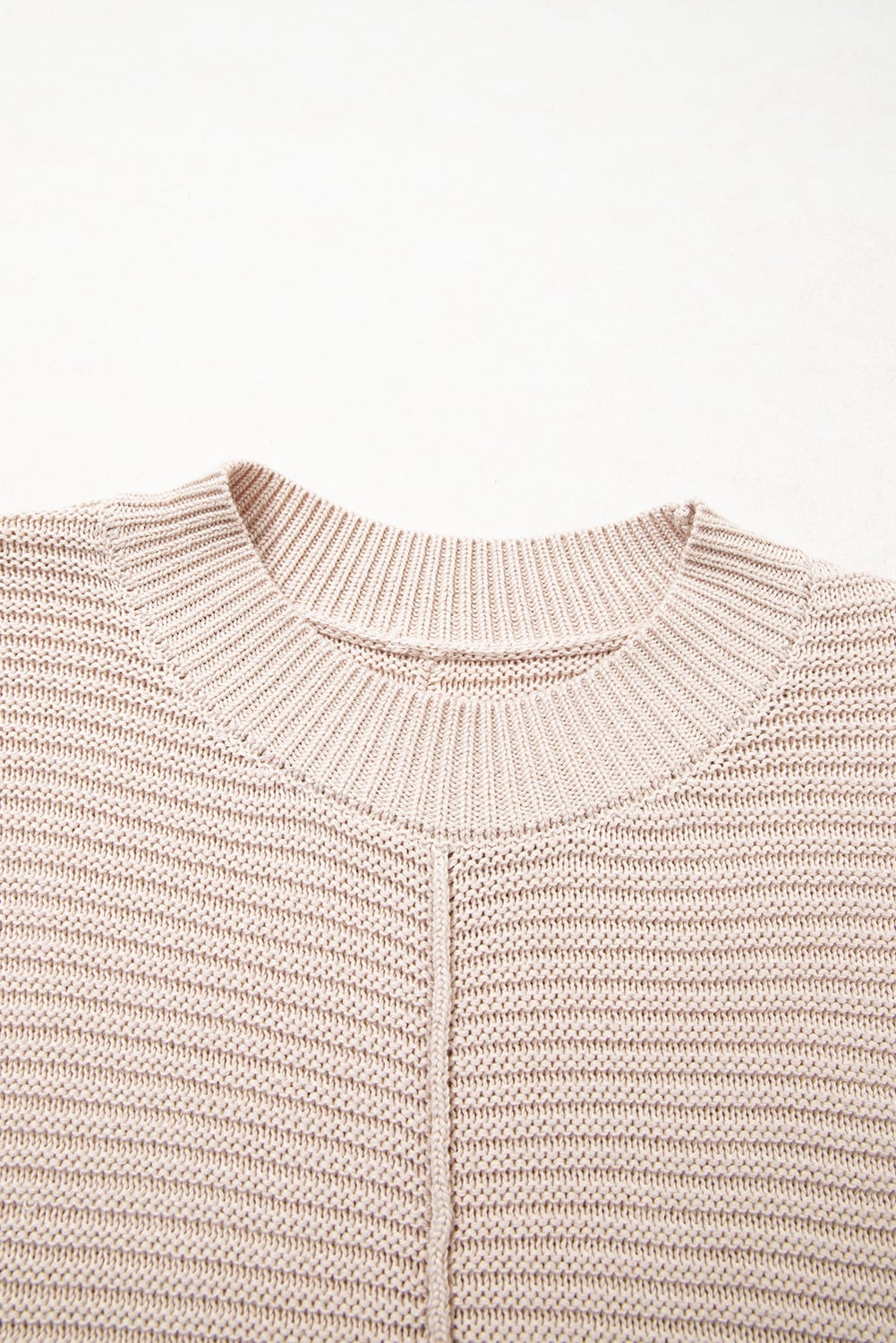 Parchment Mixed Texture Patchwork Knitted Puff Sleeve Sweater