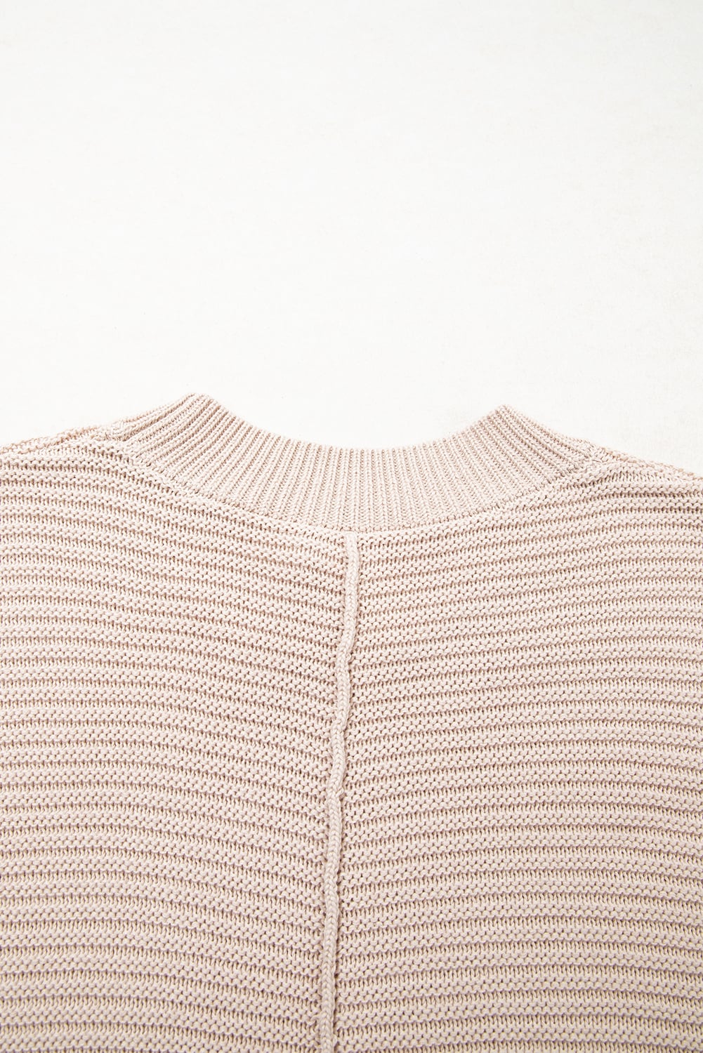 Parchment Mixed Texture Patchwork Knitted Puff Sleeve Sweater
