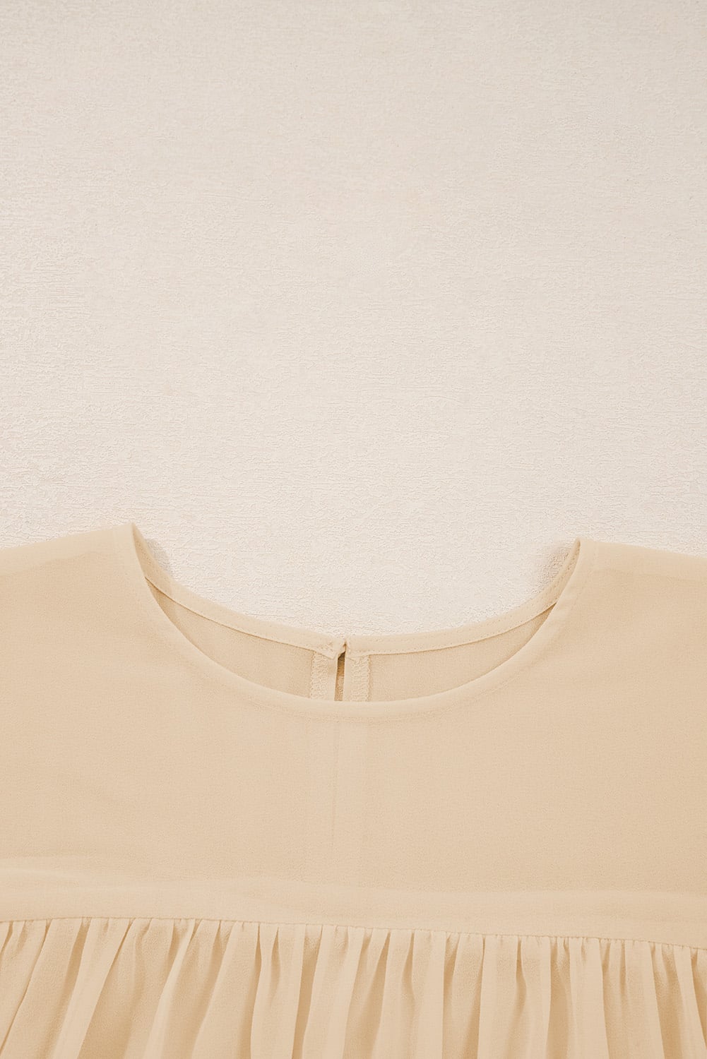 Parchment Pleated Ruffle Long Sleeve Chiffon Blouse