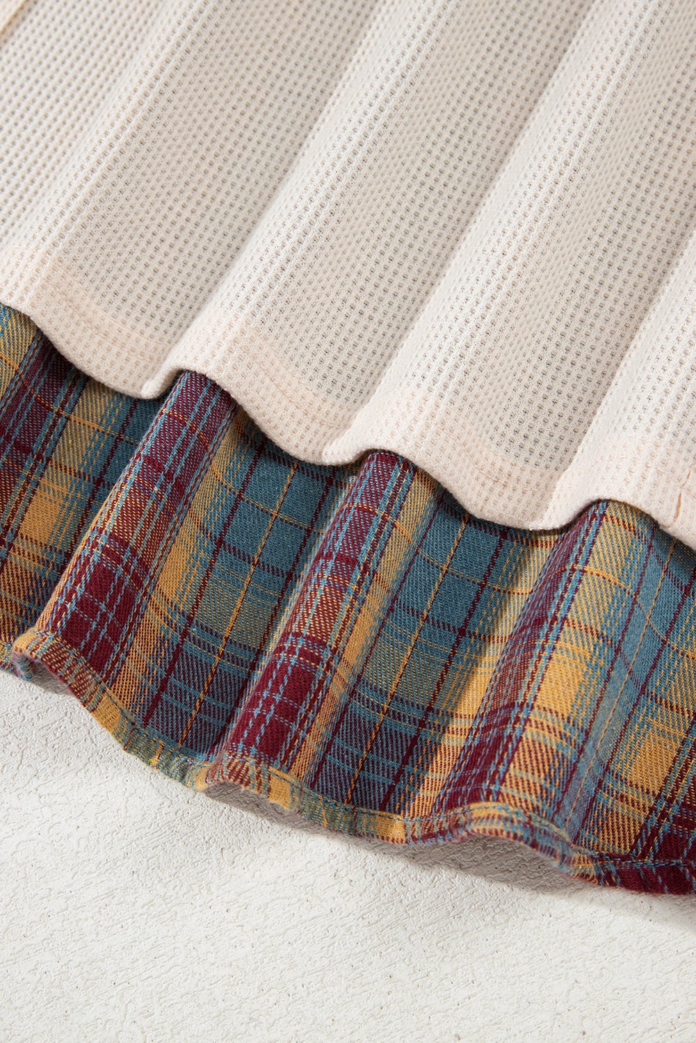 Parchment Plus Size Waffle Colorblock Striped Plaid Patchwork Half Button Pullover