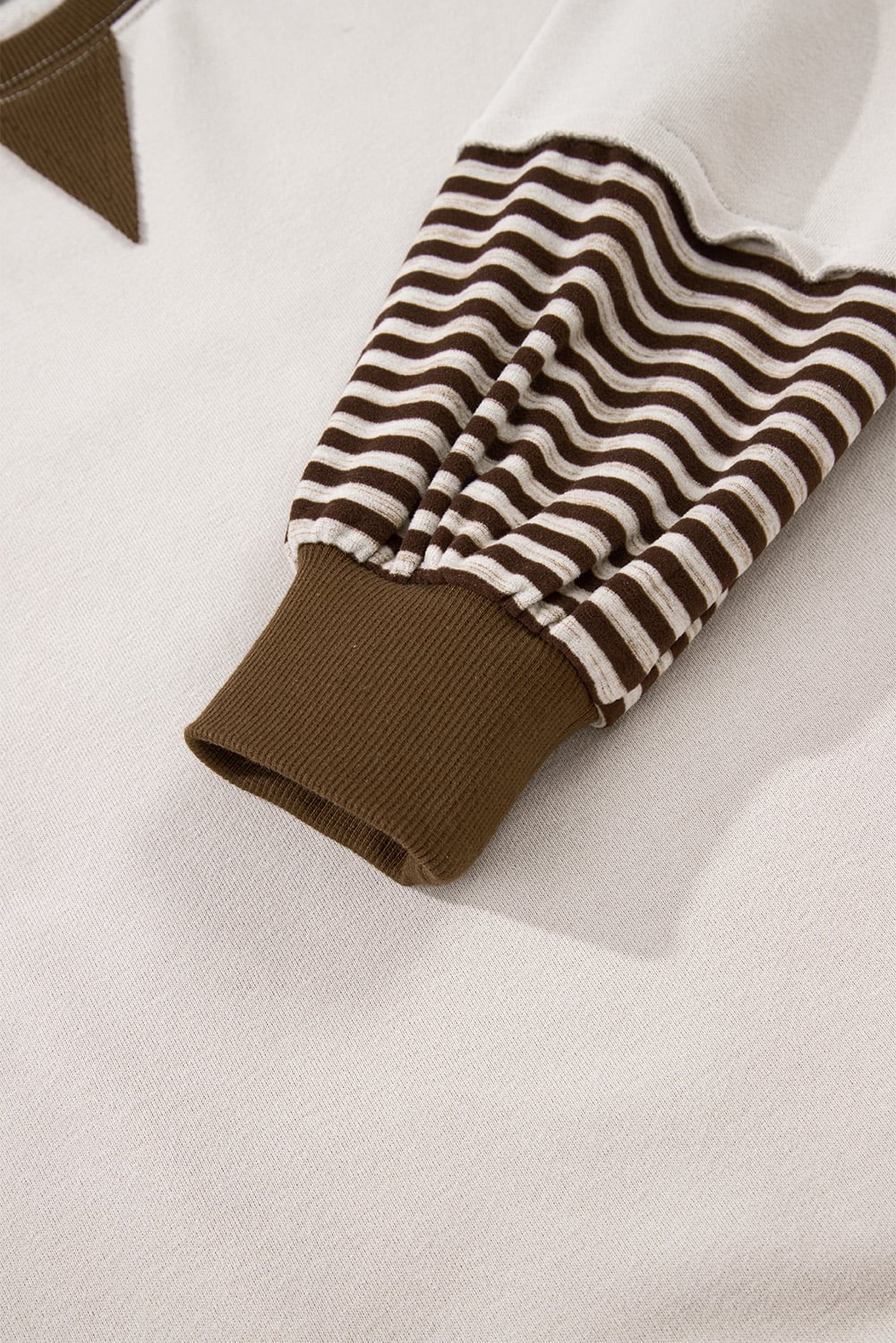 Parchment Striped Colorblock Patchwork Drop Shoulder Sweatshirt