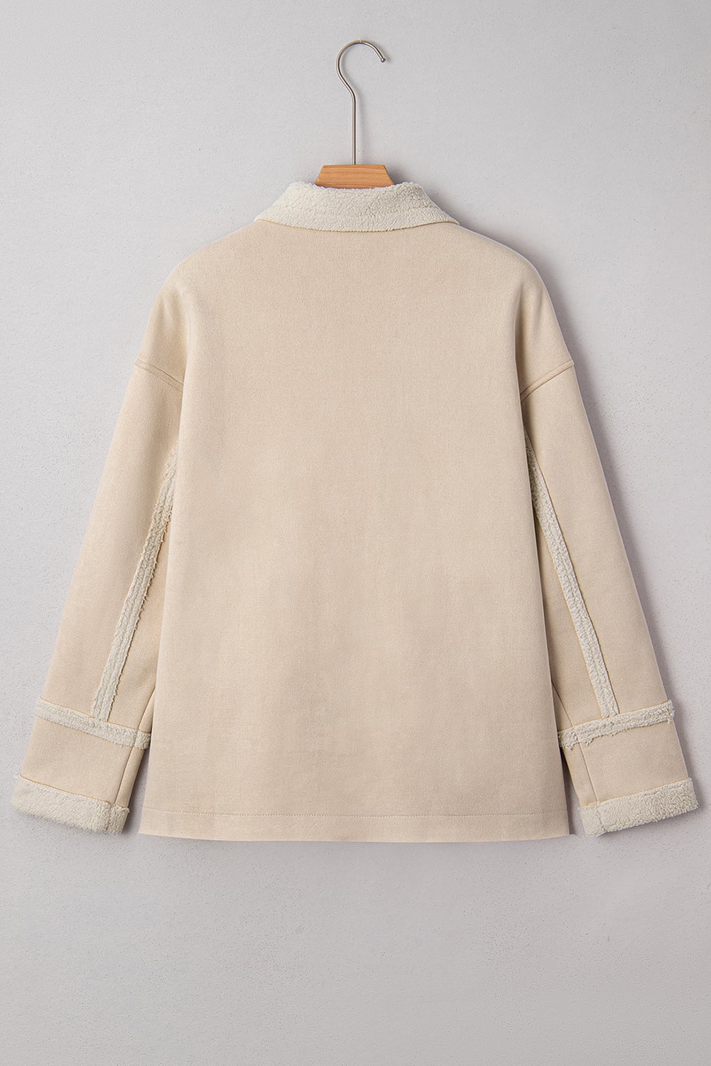 Parchment Suede Sherpa Lined Western Loose Jacket