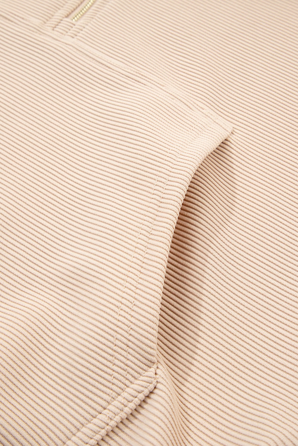 Parchment Textured Half Zip Kangaroo Pocket Top Drawstring Shorts Set
