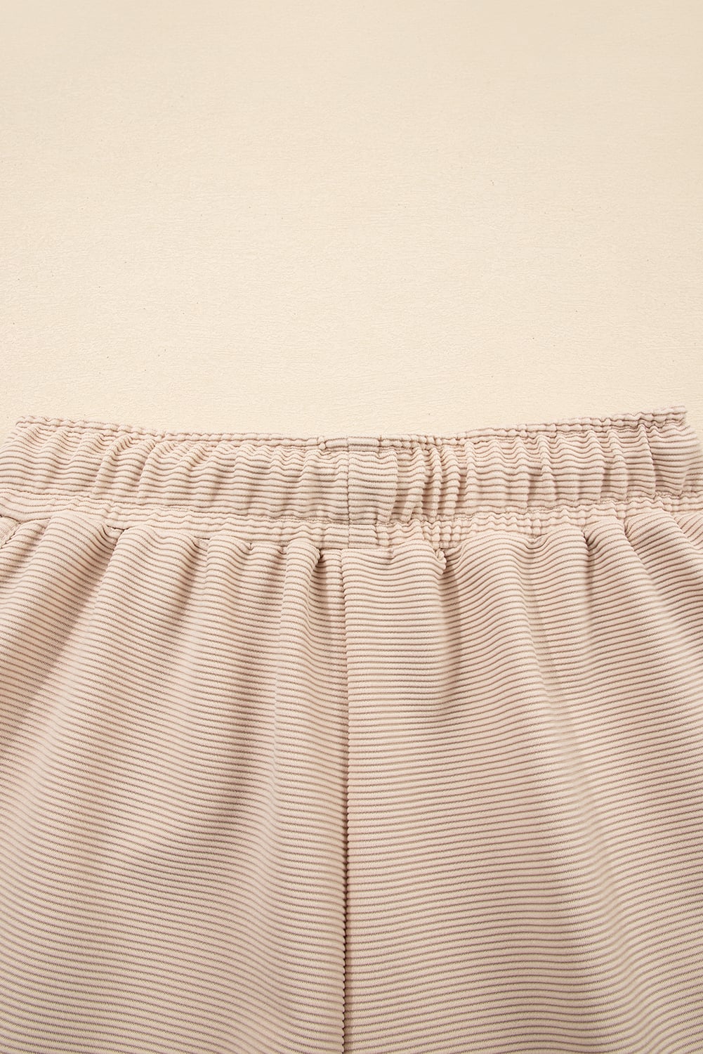 Parchment Textured Half Zip Kangaroo Pocket Top Drawstring Shorts Set