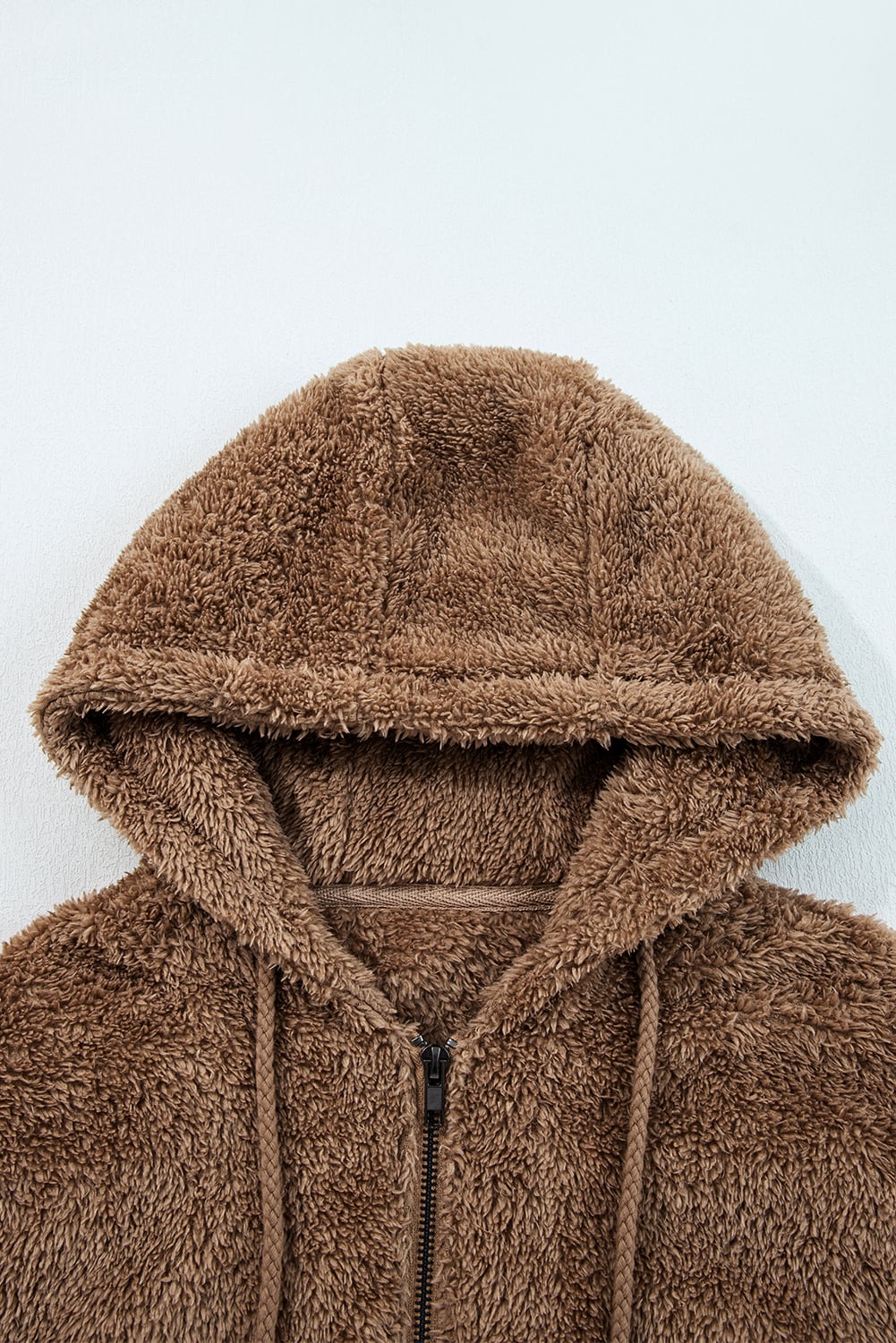 Parchment Zip Up Hoodie Drawstring Shorts Sherpa 2pcs Outfit