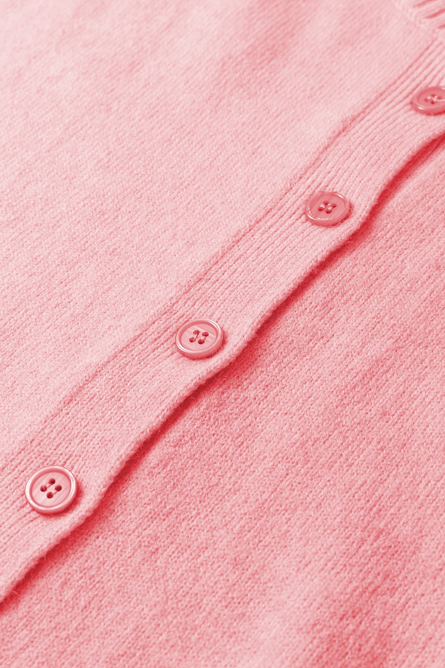 Peach Blossom 3/4 Sleeve Boxy Knit Button Down Sweater Cardigan