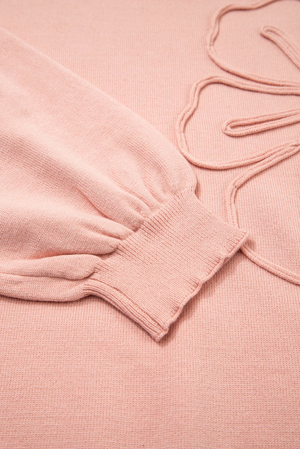 Peach Blossom Big Flower Accent Bubble Sleeve Drop Shoulder Sweater